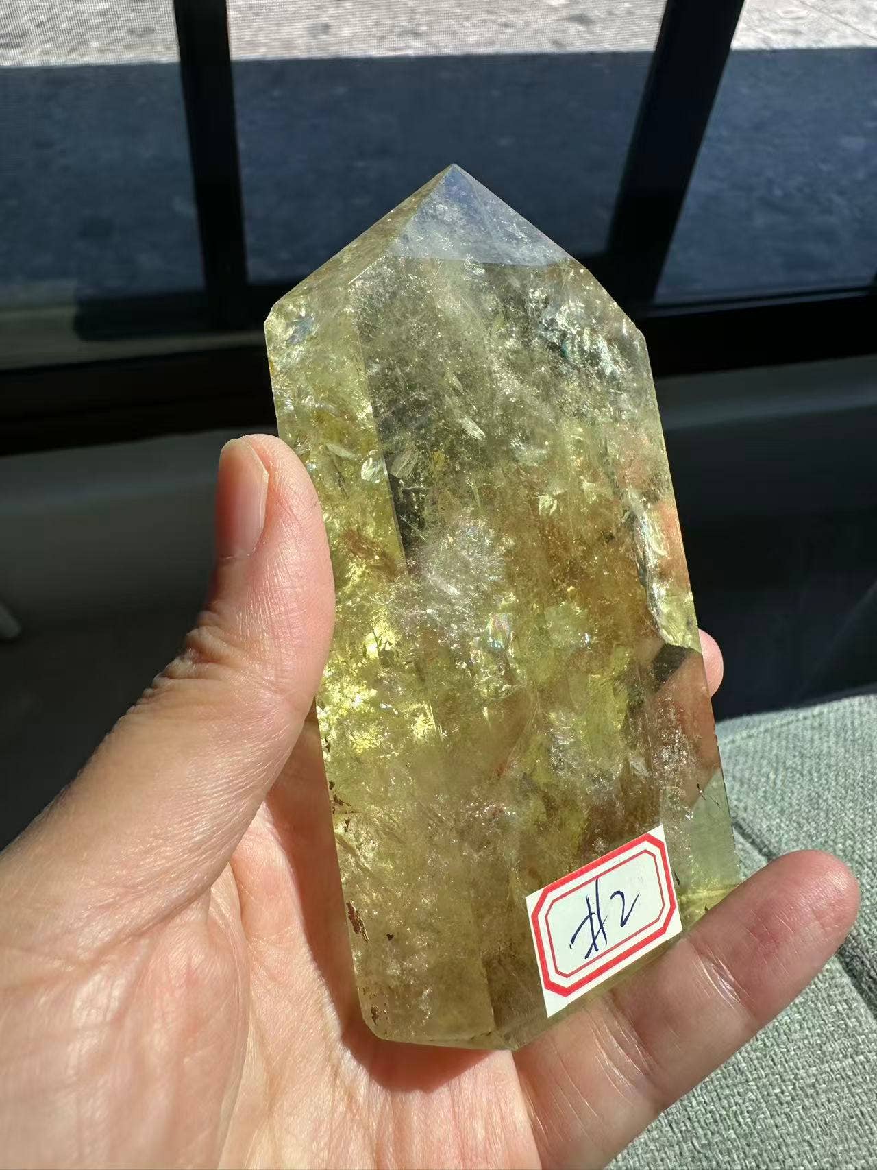AAAA Premium Citrine Tower w Rainbow + Sparkle from Brazil - Vibration Natural Citrine Point for Abundance - Brazilian Citrine Crystal #2
