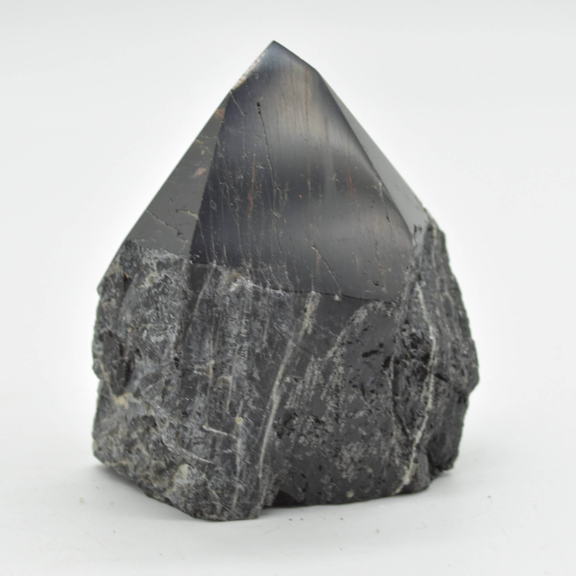 Polished Black Tourmaline Crystal Freeform Point - 192 G #09