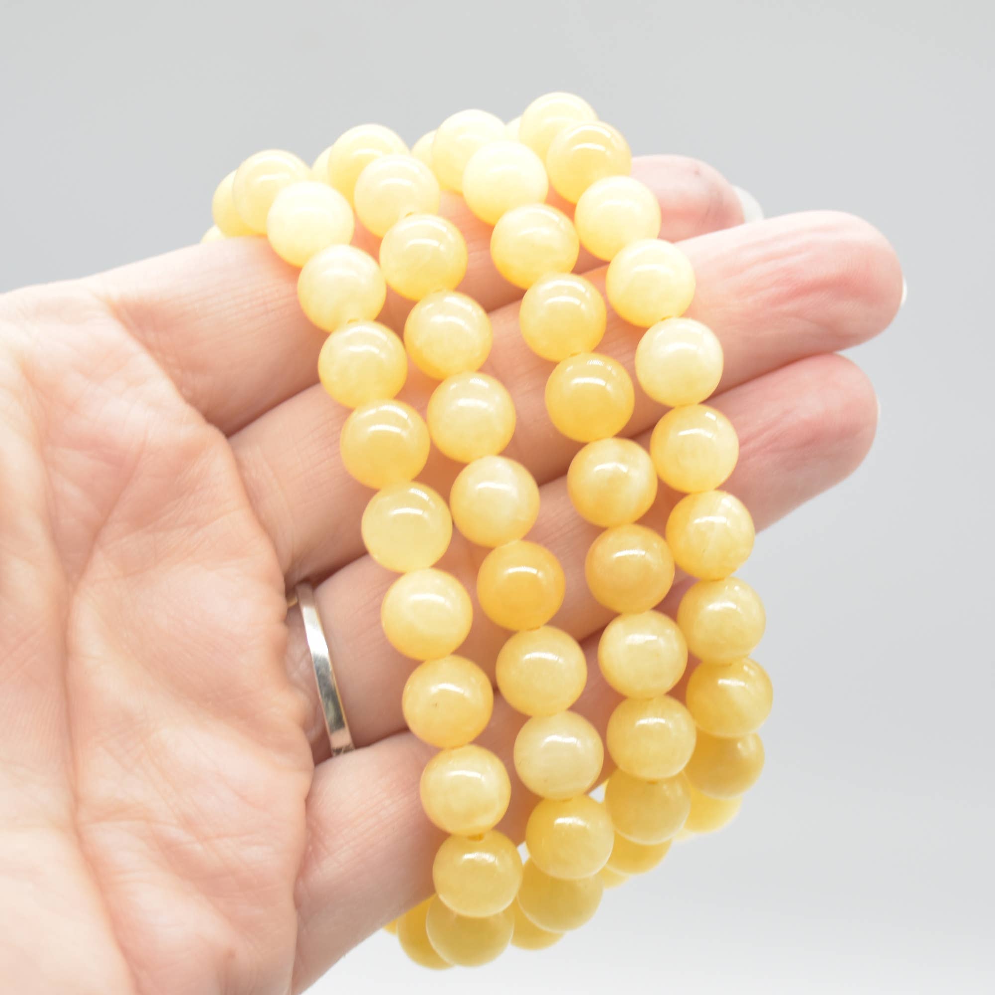 Natural Aragonite Gemstone Round Beads Bracelet