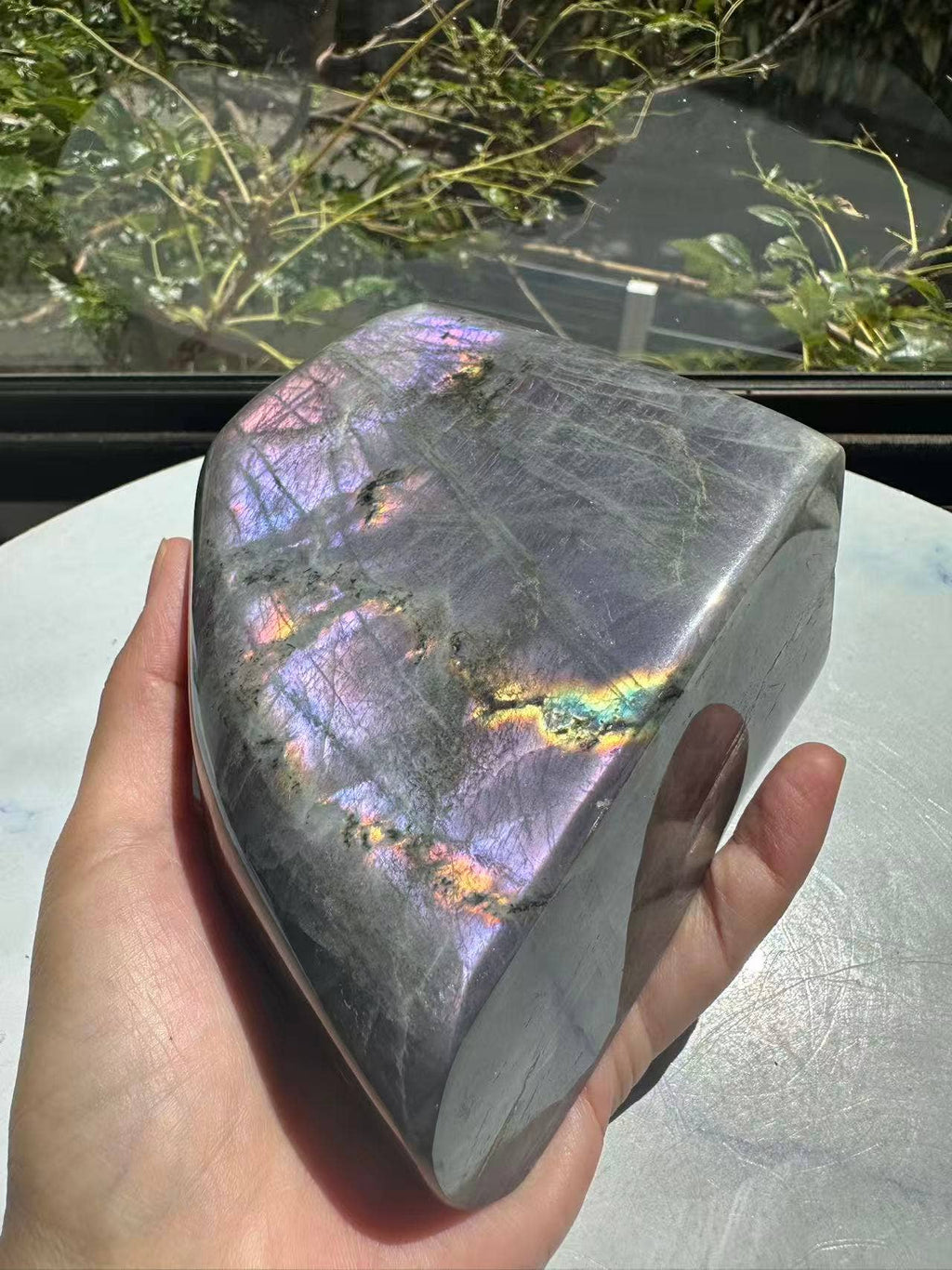 The Elusive Violet Flame: Rare Large Purple Labradorite Freeform #1