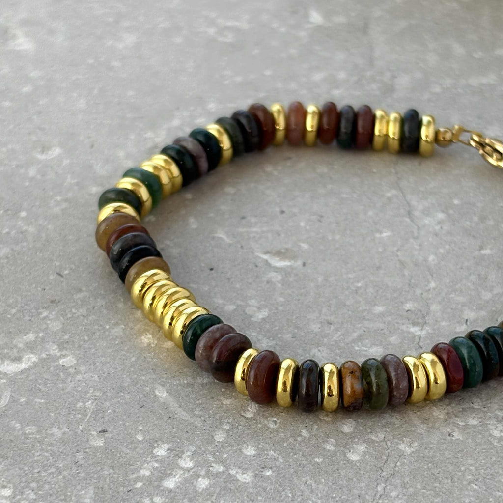 Tarnish Resistant Stone And Gold Beaded Bracelet