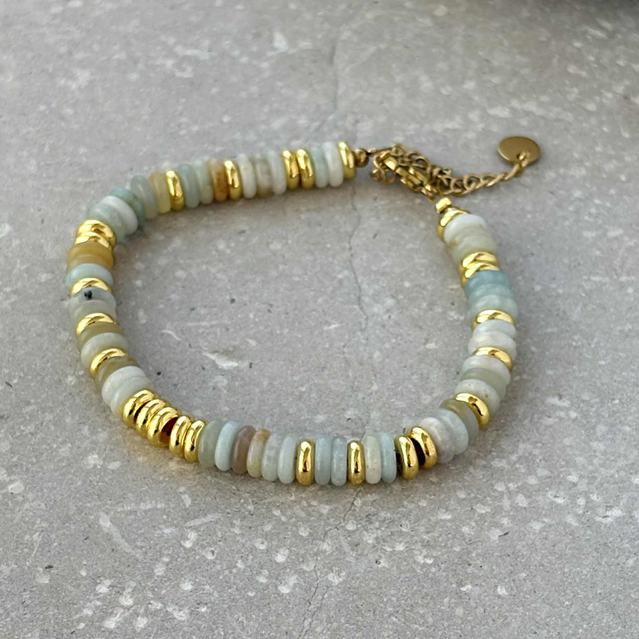 Tarnish Resistant Stone And Gold Beaded Bracelet