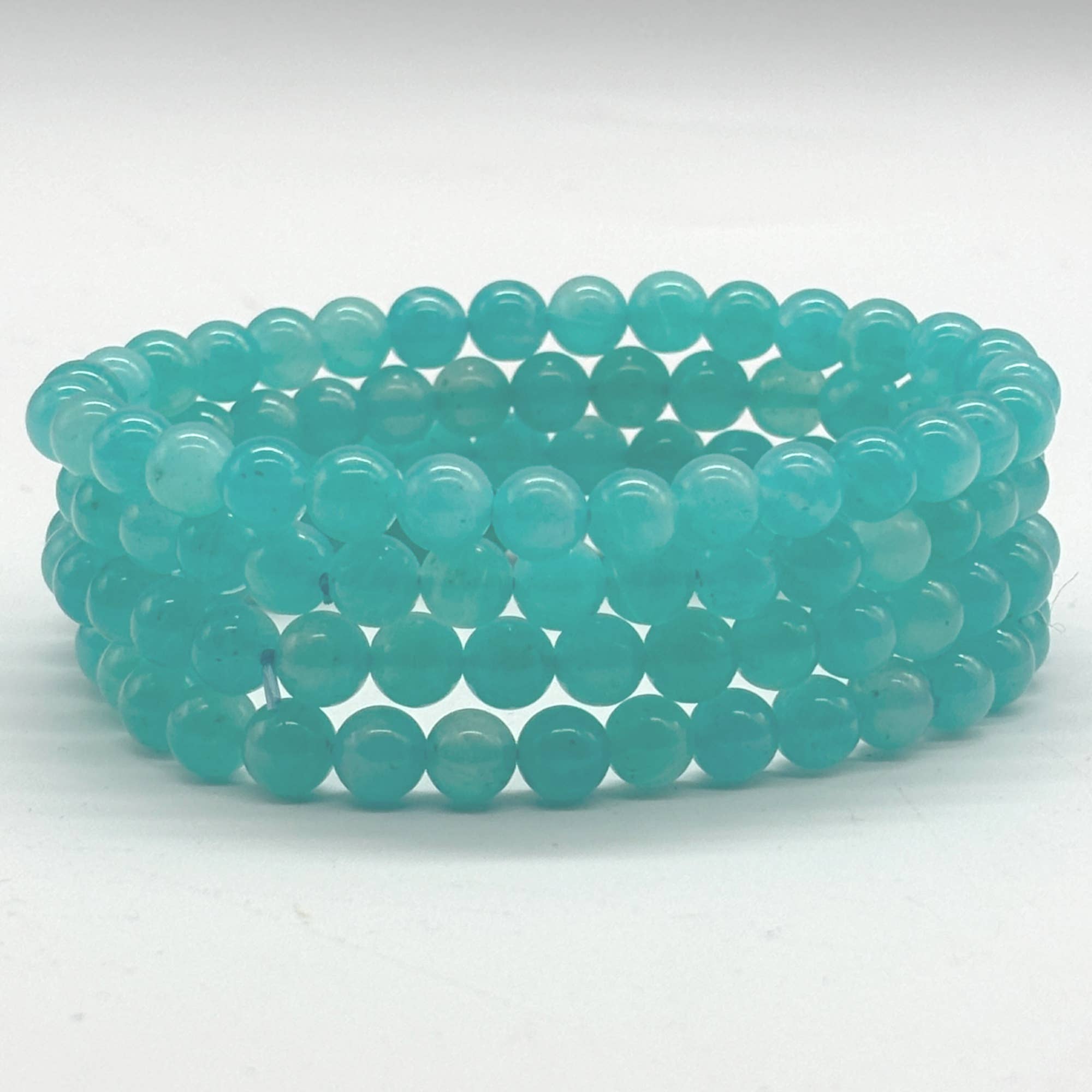 Amazonite AAA Gemstone Round Bead Bracelet 6mm 7.5"
