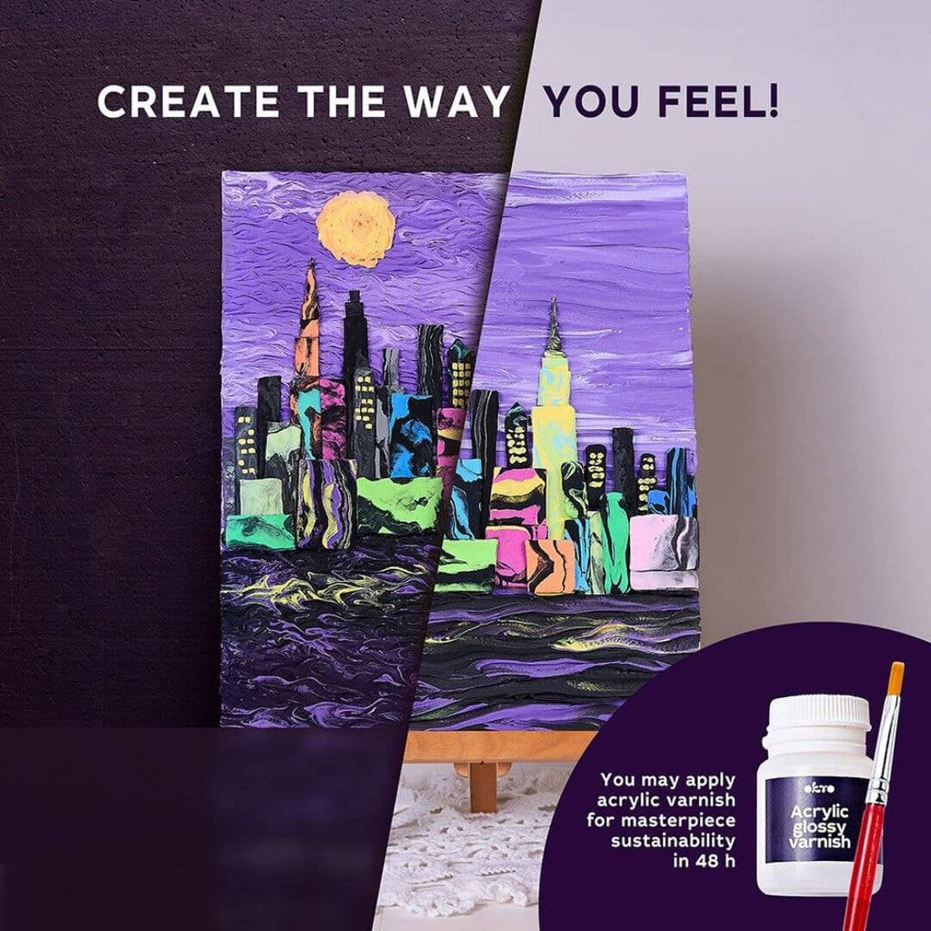 OKTO Air Dry Clay 3D Sensory Art Canvas - New York