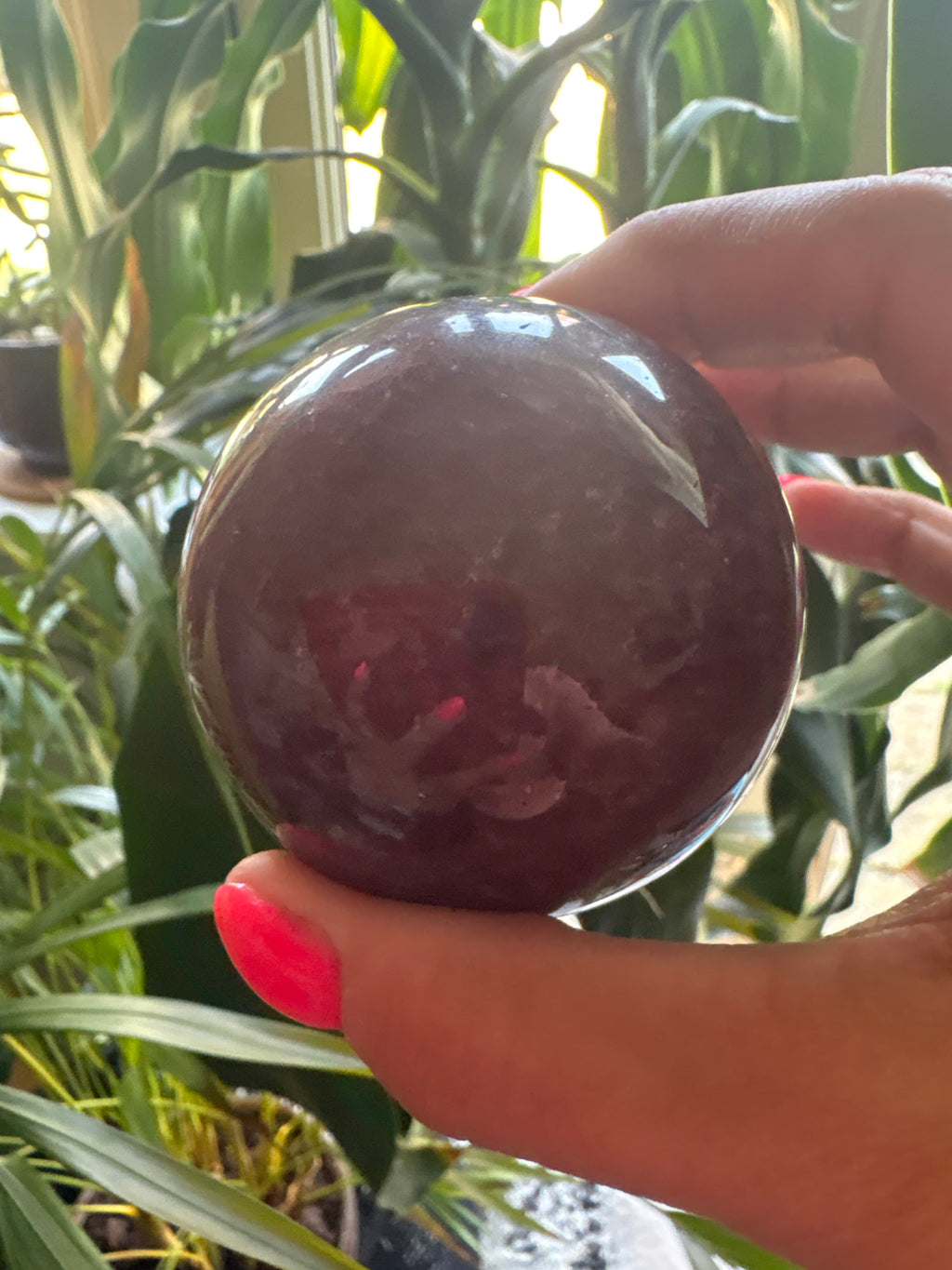 Strawberry quartz spheres
