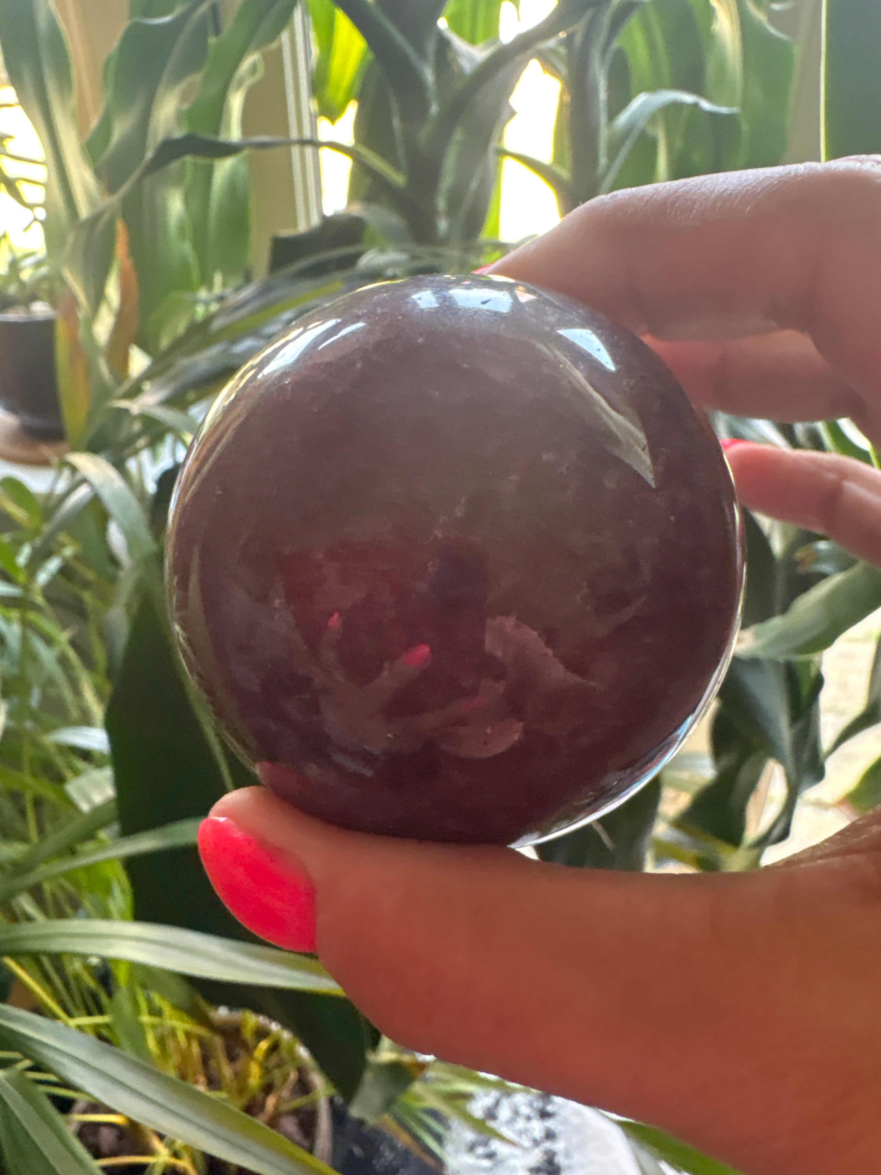 Strawberry quartz spheres