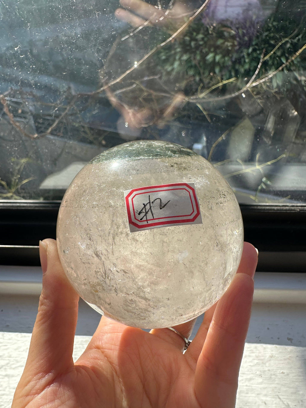 Natural Garden Quartz Sphere with Rainbows | Lodolite Scenic Crystal Ball #2