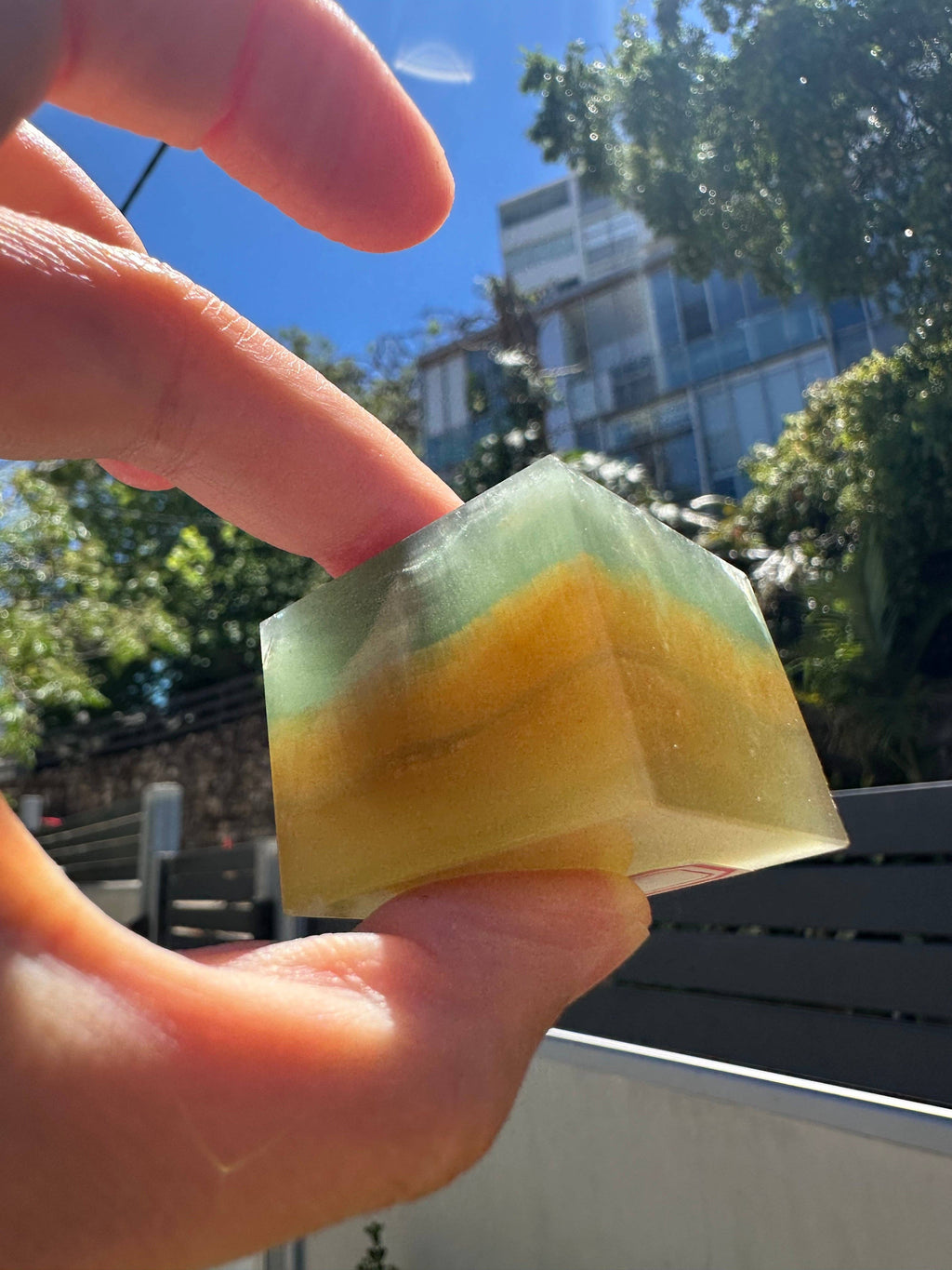 Geometric Rainbow Fluorite Cube | Focus & Clarity Desk Crystal