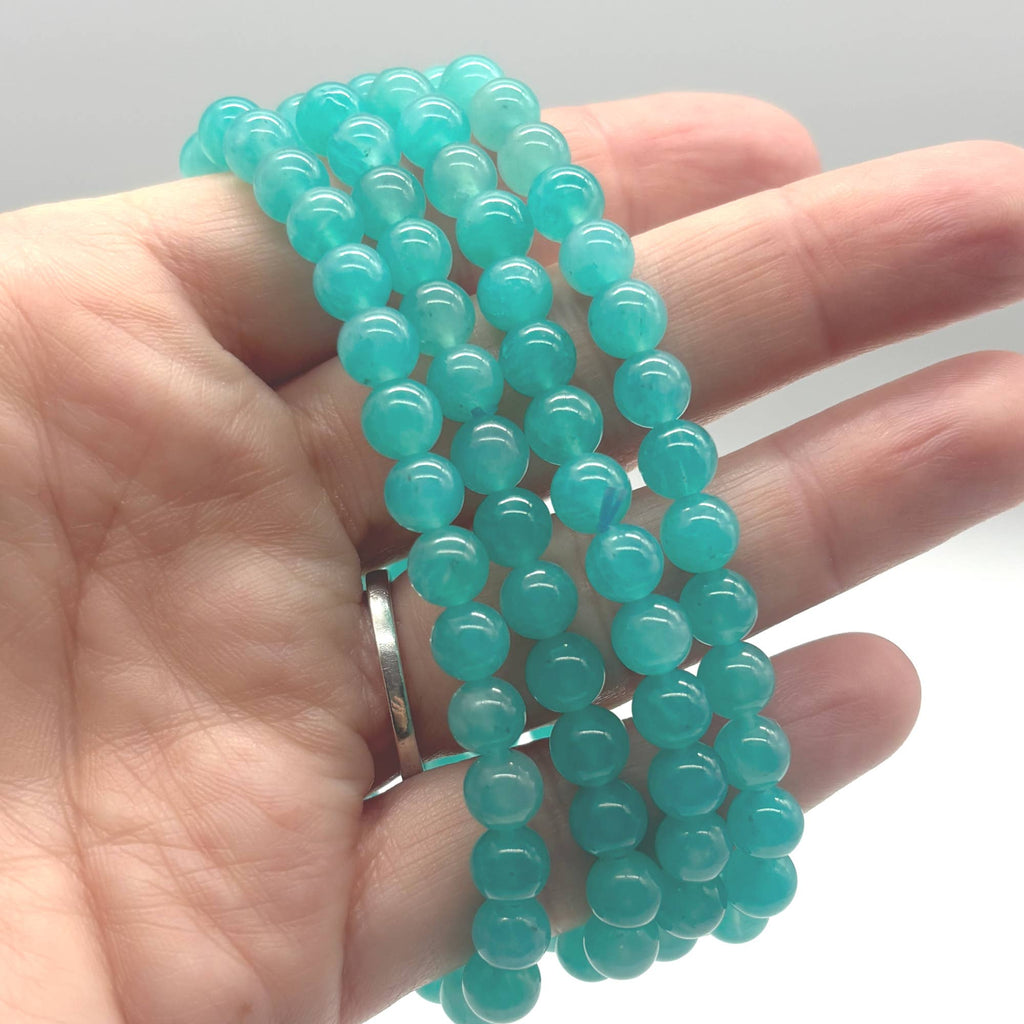 Amazonite AAA Gemstone Round Bead Bracelet 6mm 7.5"