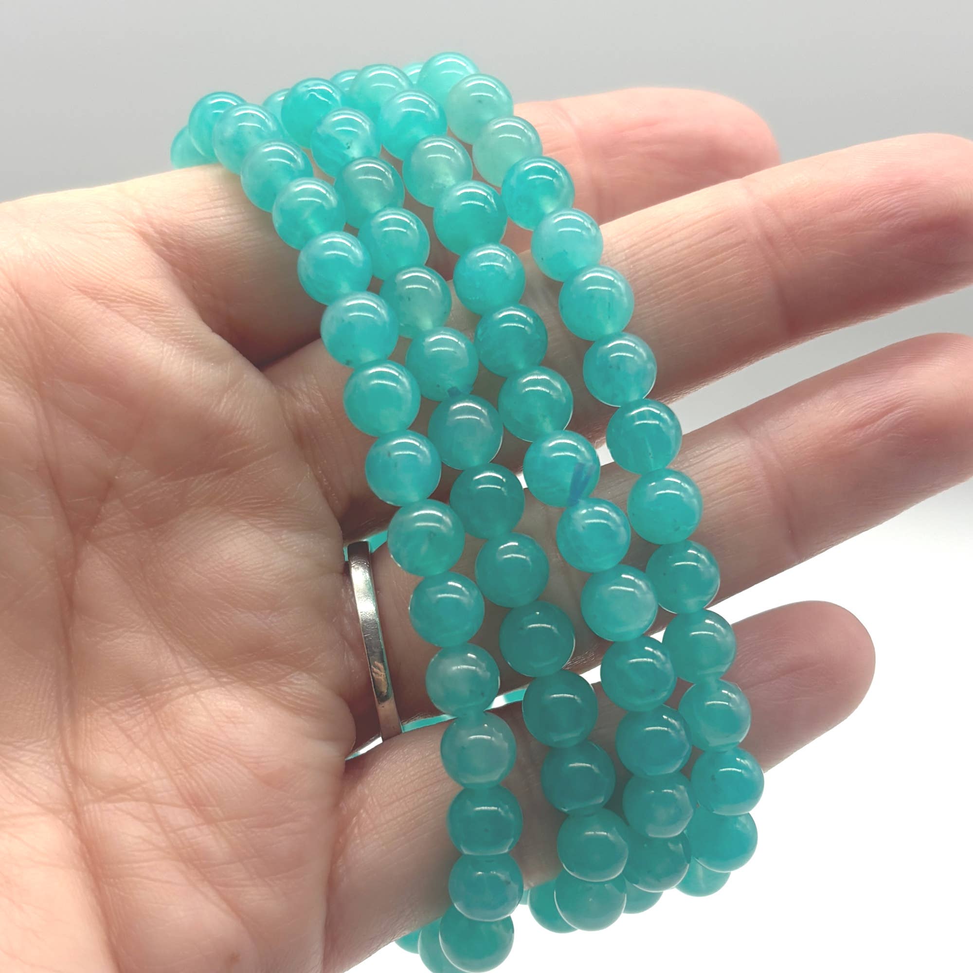 Amazonite AAA Gemstone Round Bead Bracelet 6mm 7.5"