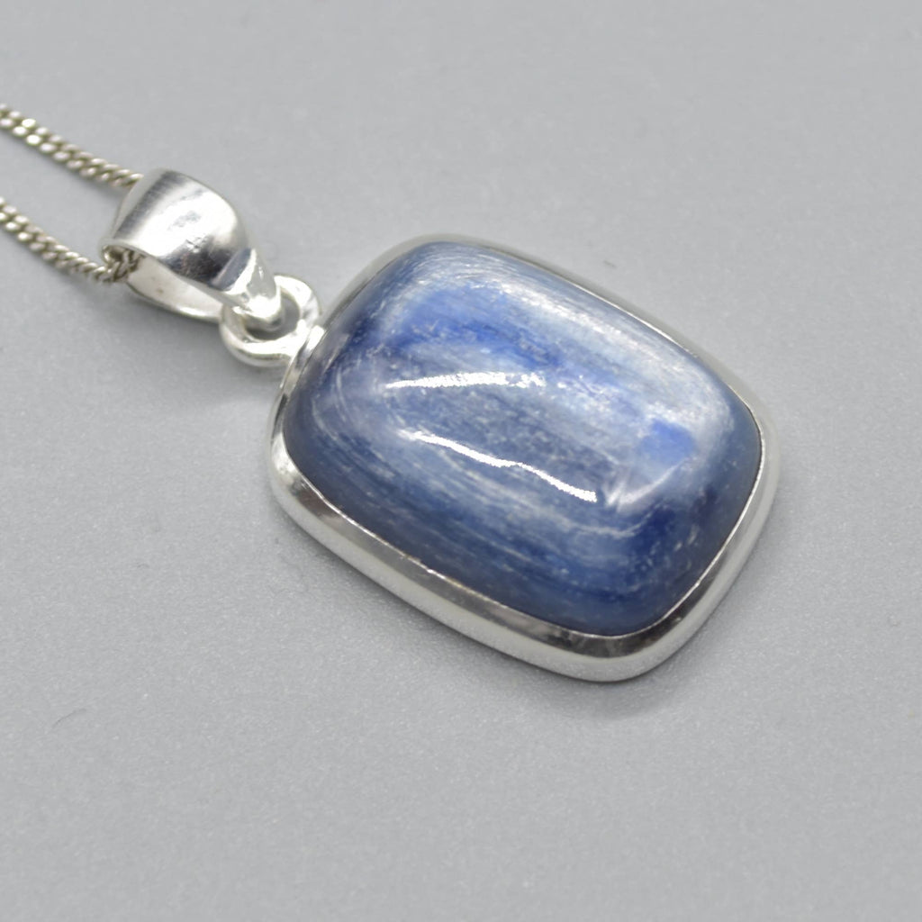 Blue Kyanite Rectangular Pendant in Sterling Silver