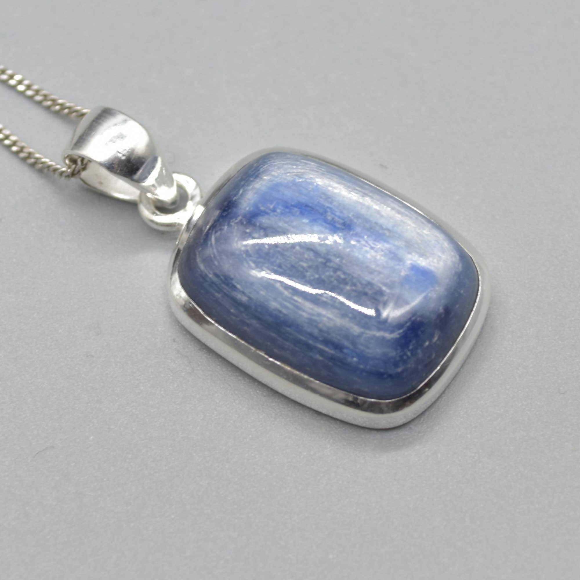 Blue Kyanite Rectangular Pendant in Sterling Silver