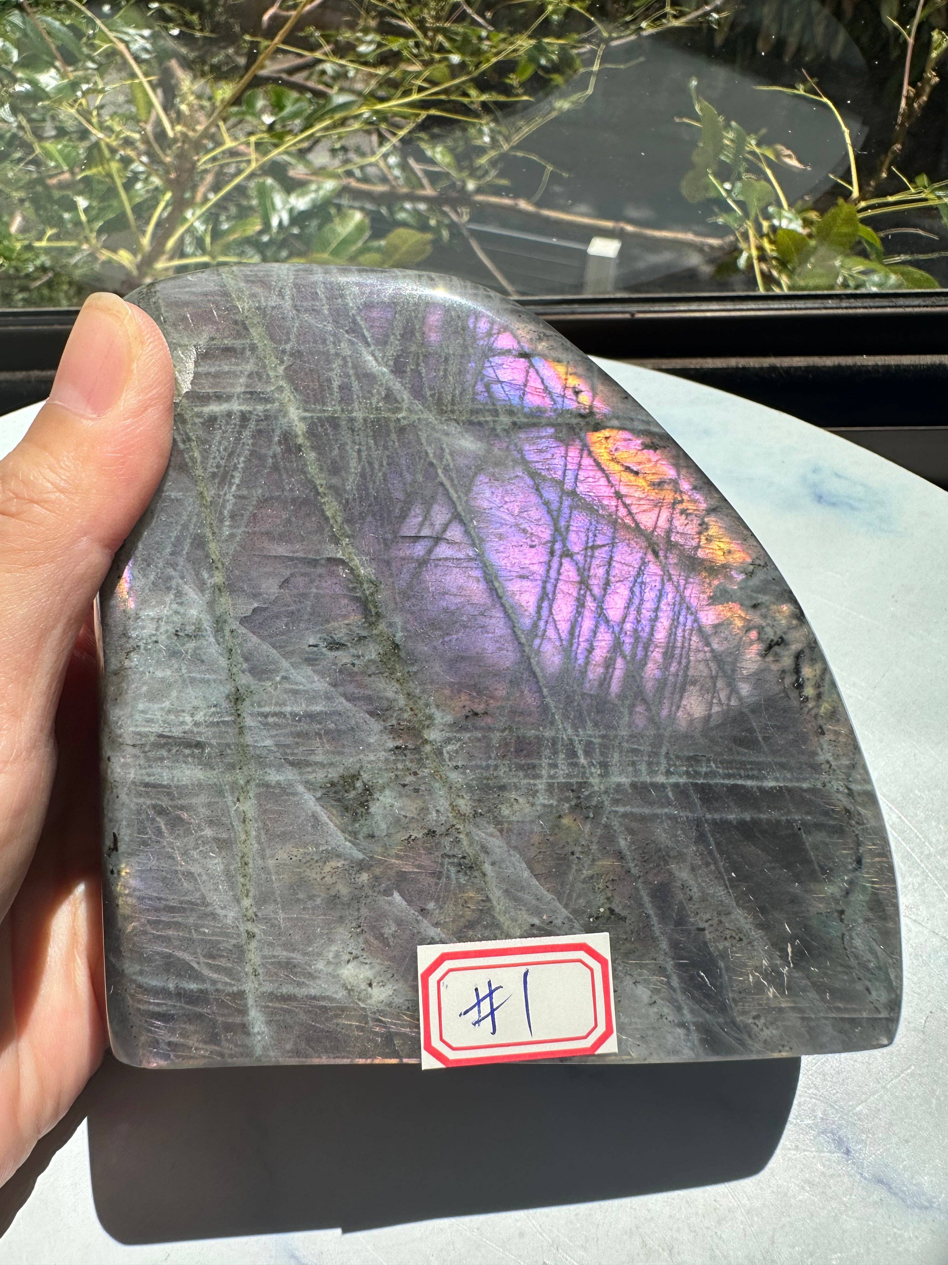 The Elusive Violet Flame: Rare Large Purple Labradorite Freeform #1