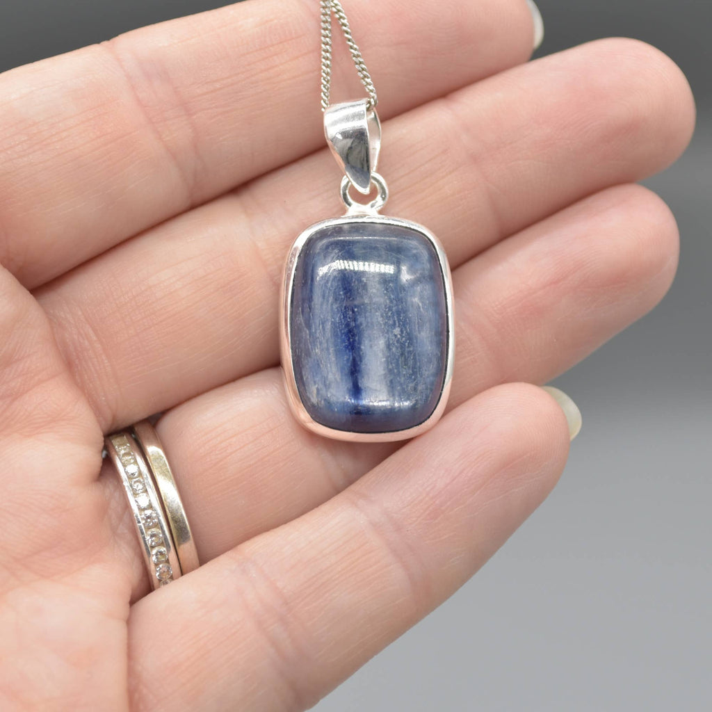 Blue Kyanite Rectangular Pendant in Sterling Silver