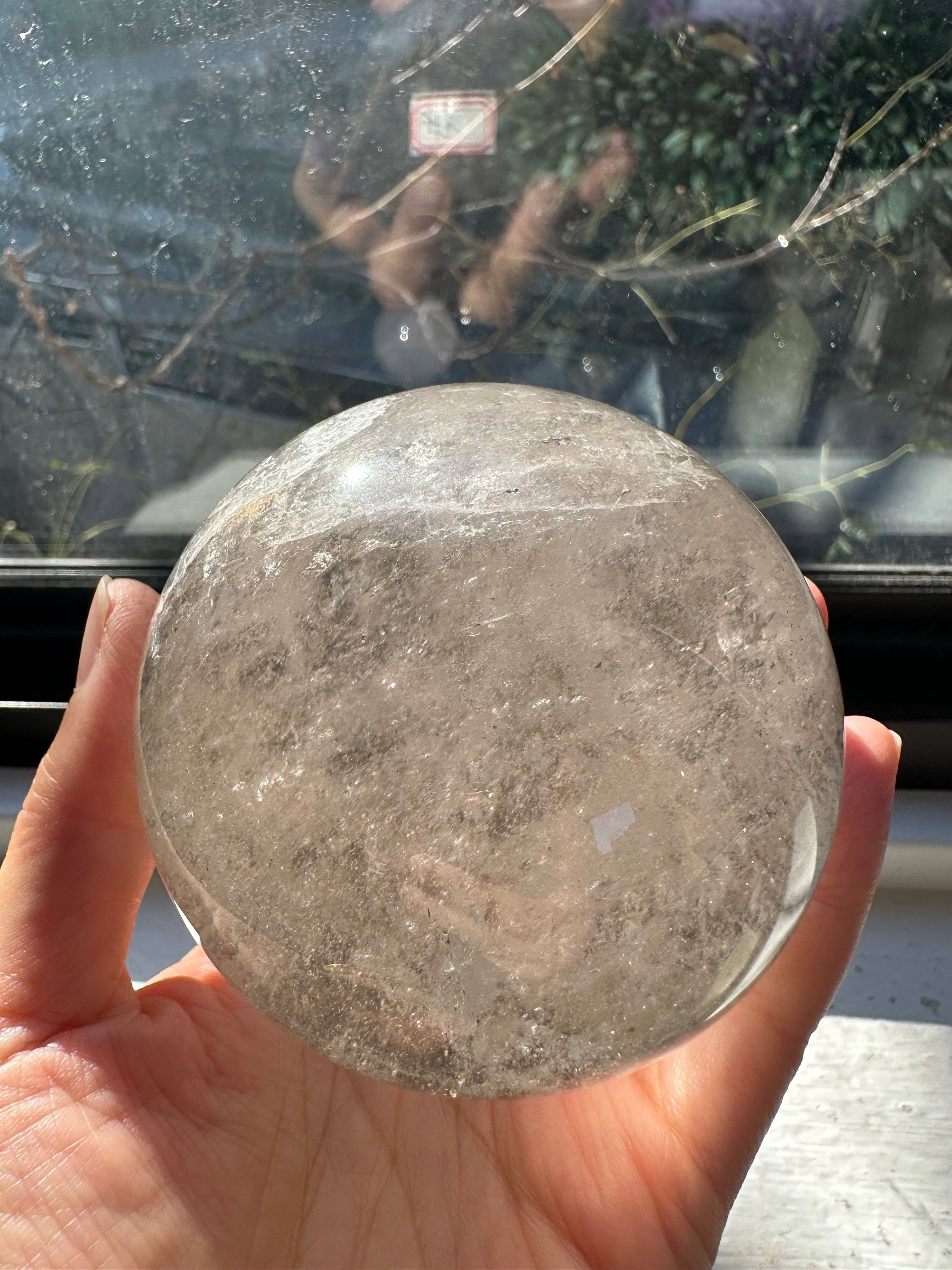 Natural Garden Quartz Sphere with Rainbows | Lodolite Scenic Crystal Ball #2