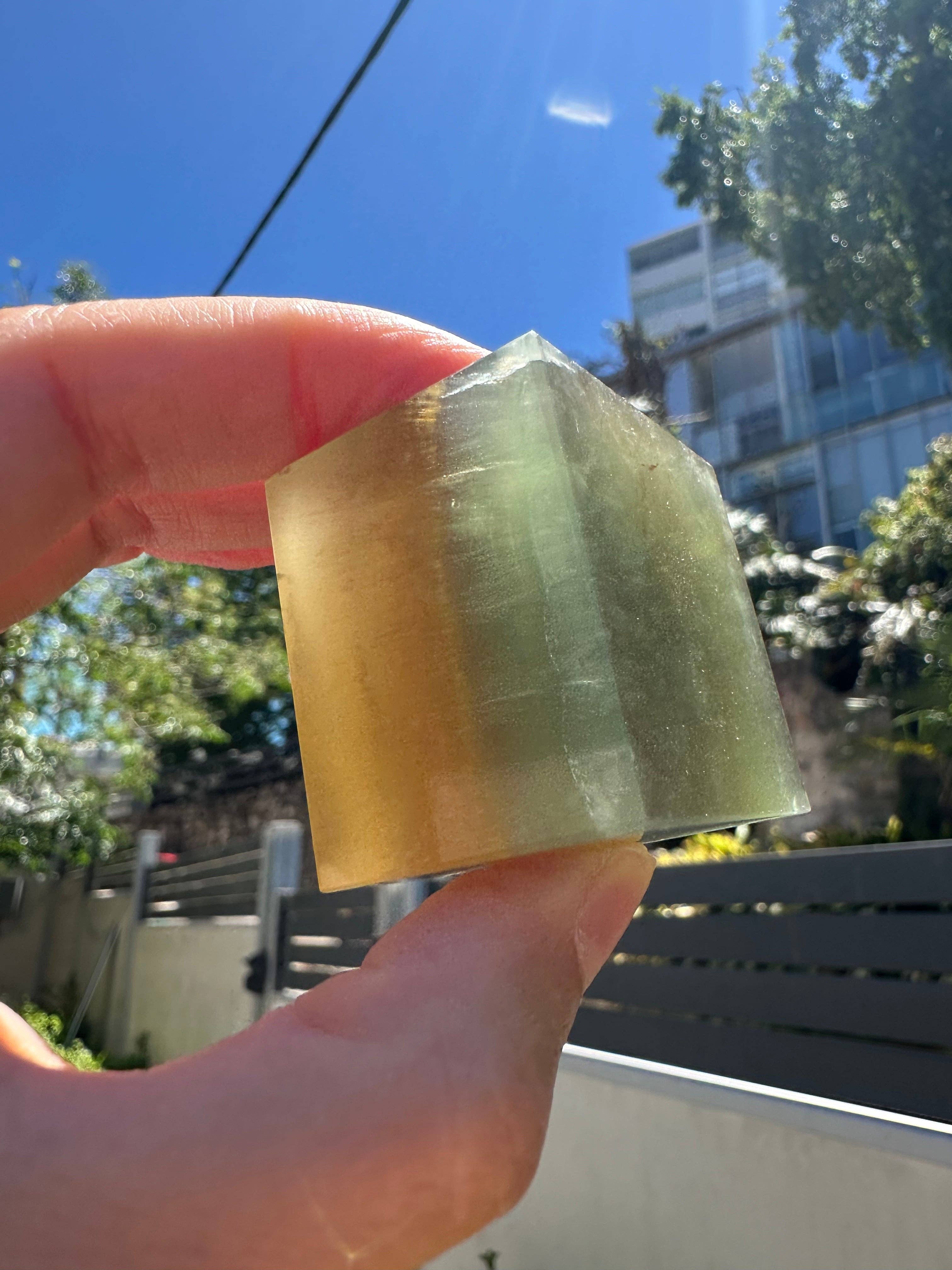 Geometric Rainbow Fluorite Cube | Focus & Clarity Desk Crystal