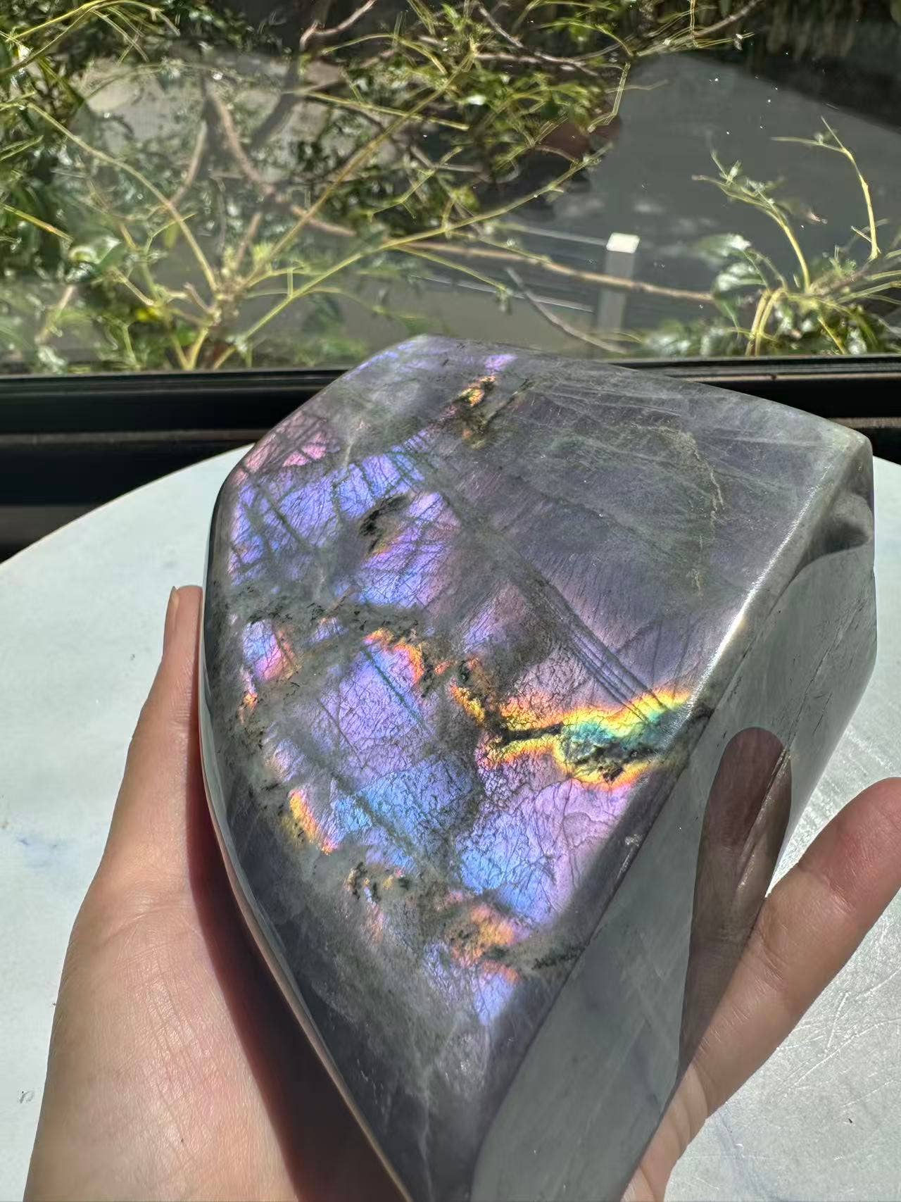The Elusive Violet Flame: Rare Large Purple Labradorite Freeform #1