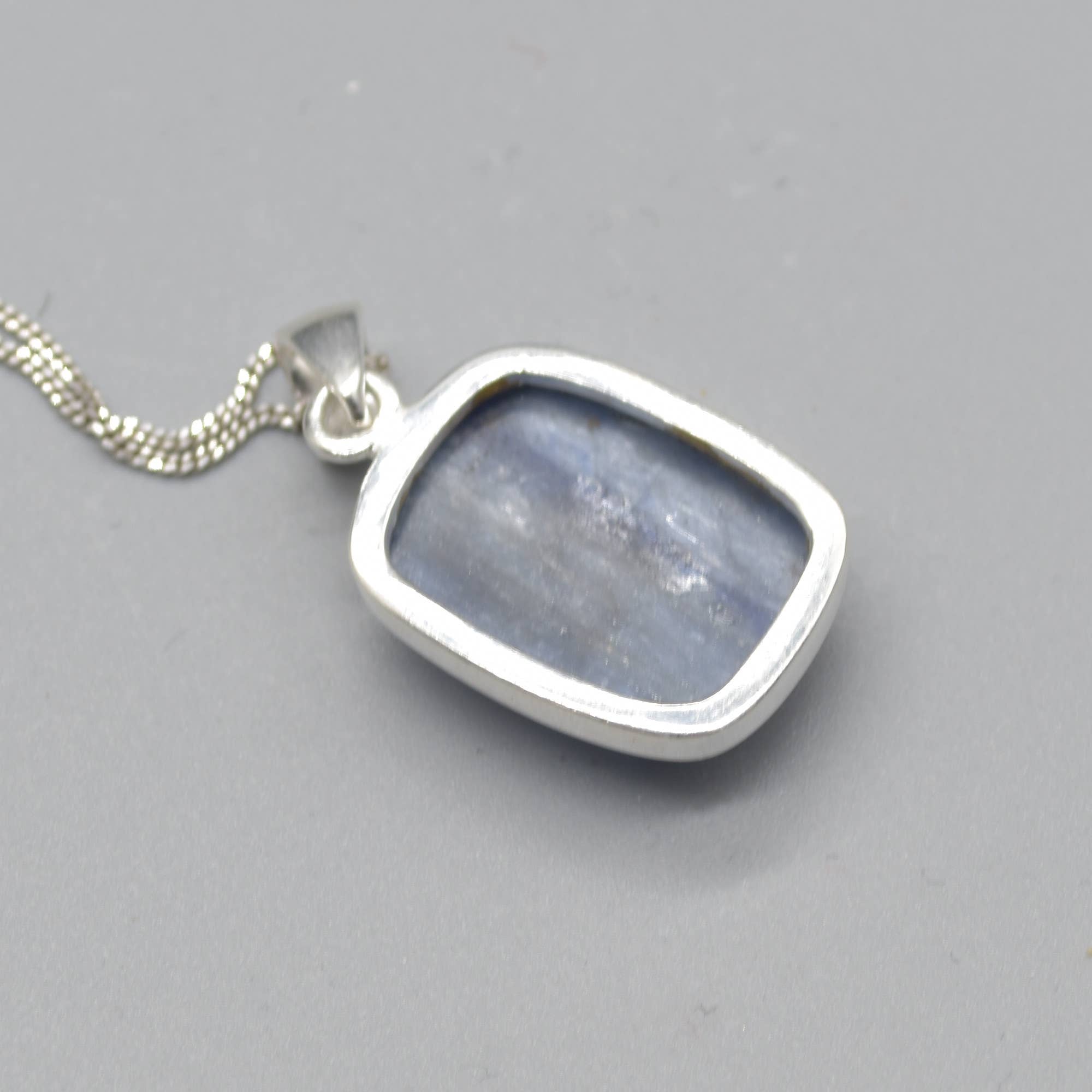 Blue Kyanite Rectangular Pendant in Sterling Silver