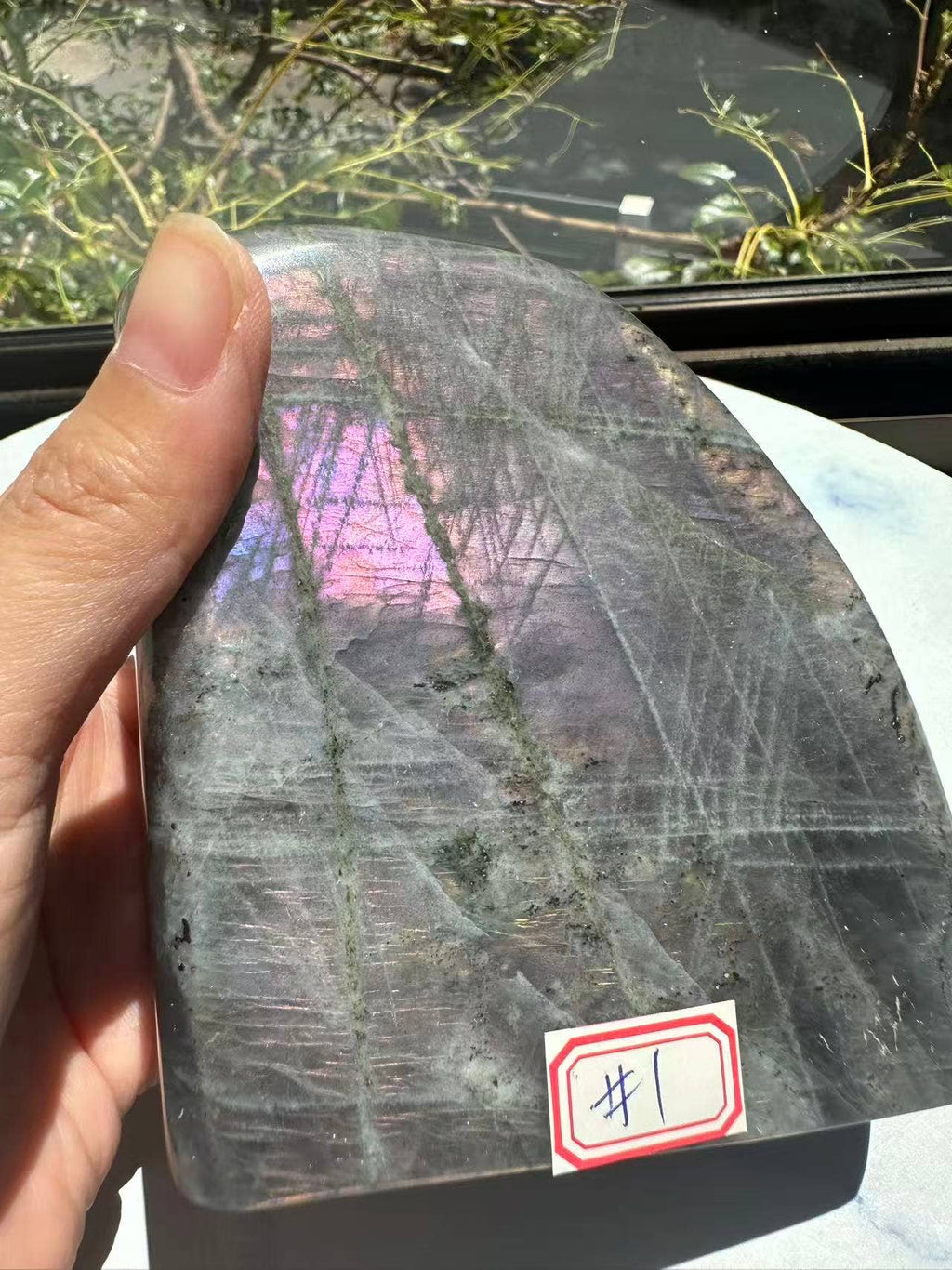 The Elusive Violet Flame: Rare Large Purple Labradorite Freeform #1