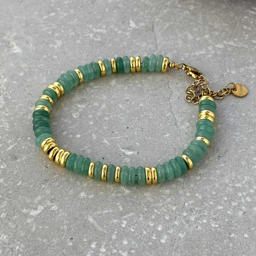 Tarnish Resistant Stone And Gold Beaded Bracelet