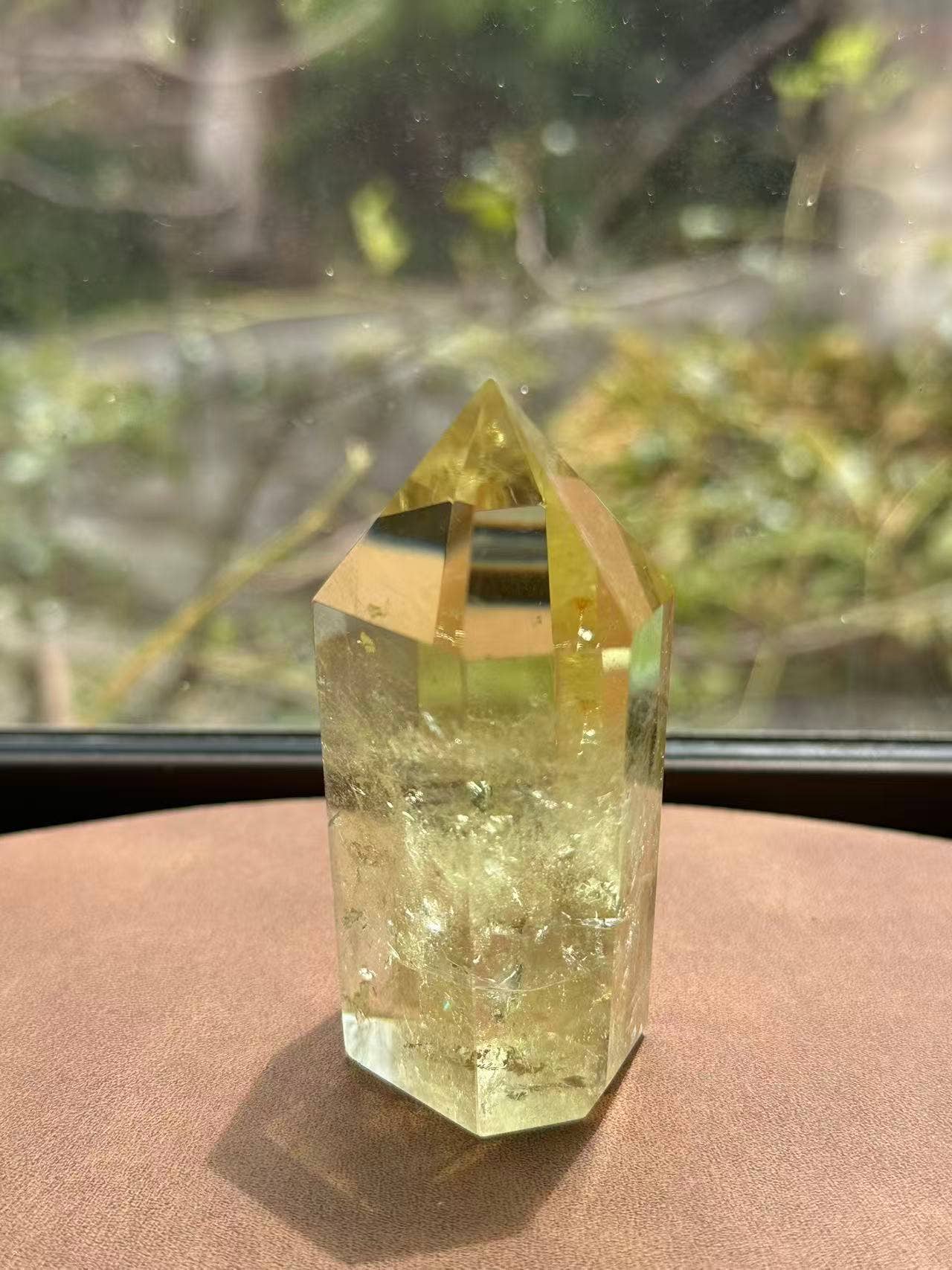 AAAA Premium Citrine Tower w Rainbow from Brazil - Vibration Citrine Point for Abundance - Brazilian Citrine Crystal #13