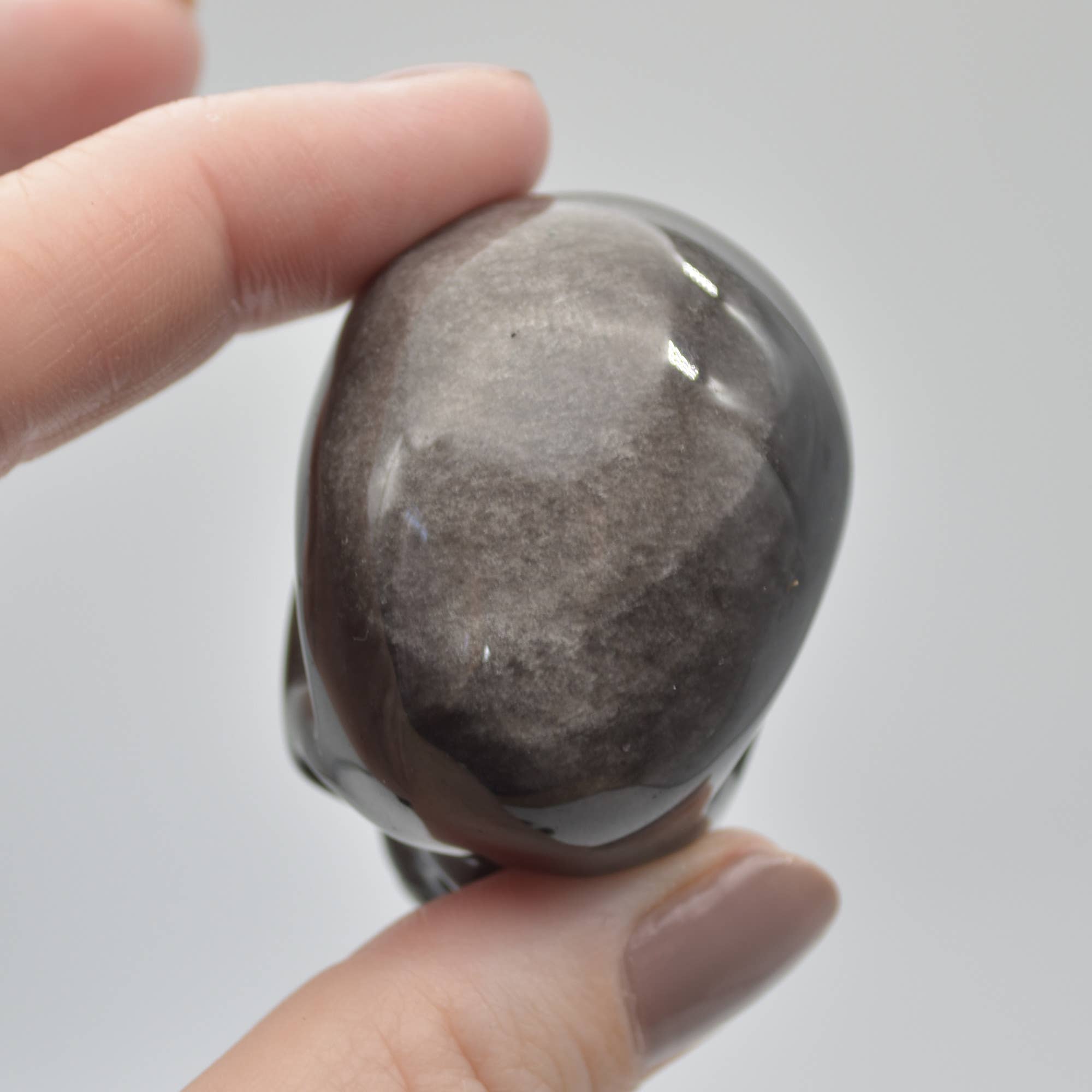 Silver Sheen Obsidian Carved Skull Head - 3.5 cm - 1 Cou #01