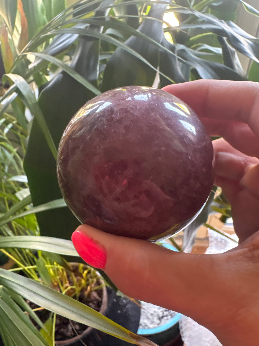 Strawberry quartz spheres