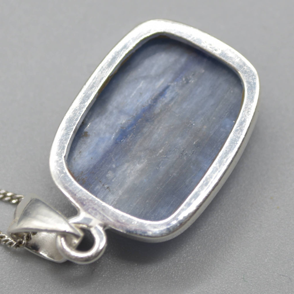 Blue Kyanite Rectangular Pendant in Sterling Silver