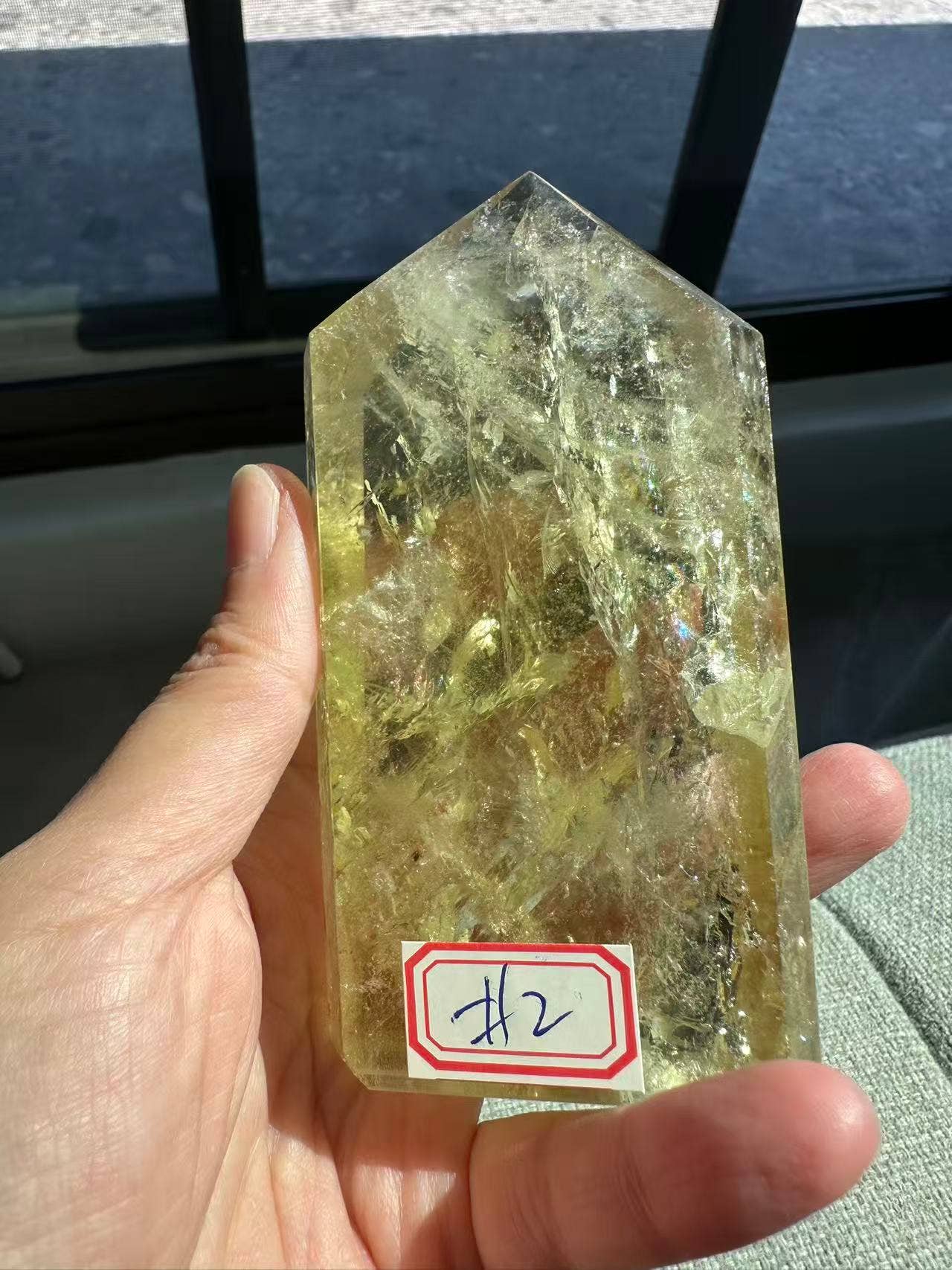 AAAA Premium Citrine Tower w Rainbow + Sparkle from Brazil - Vibration Natural Citrine Point for Abundance - Brazilian Citrine Crystal #2