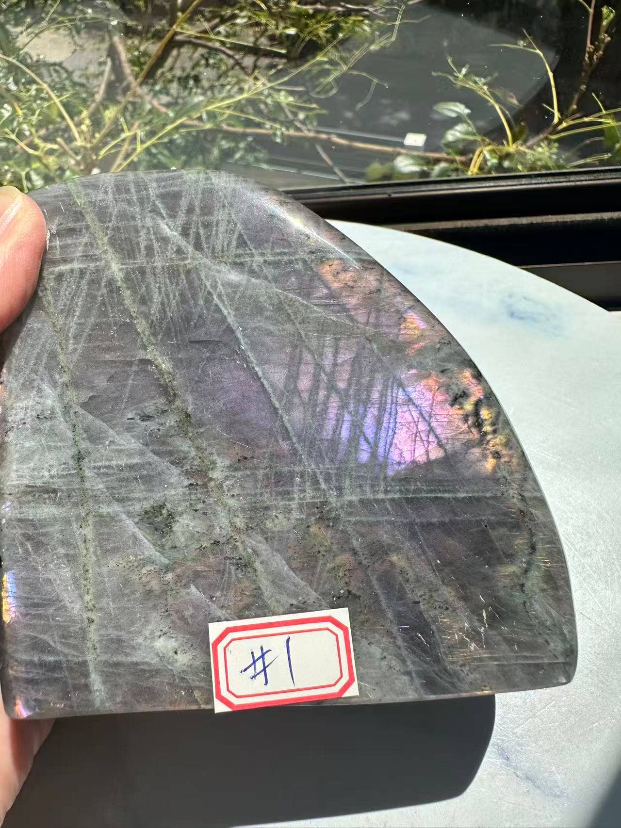 The Elusive Violet Flame: Rare Large Purple Labradorite Freeform #1