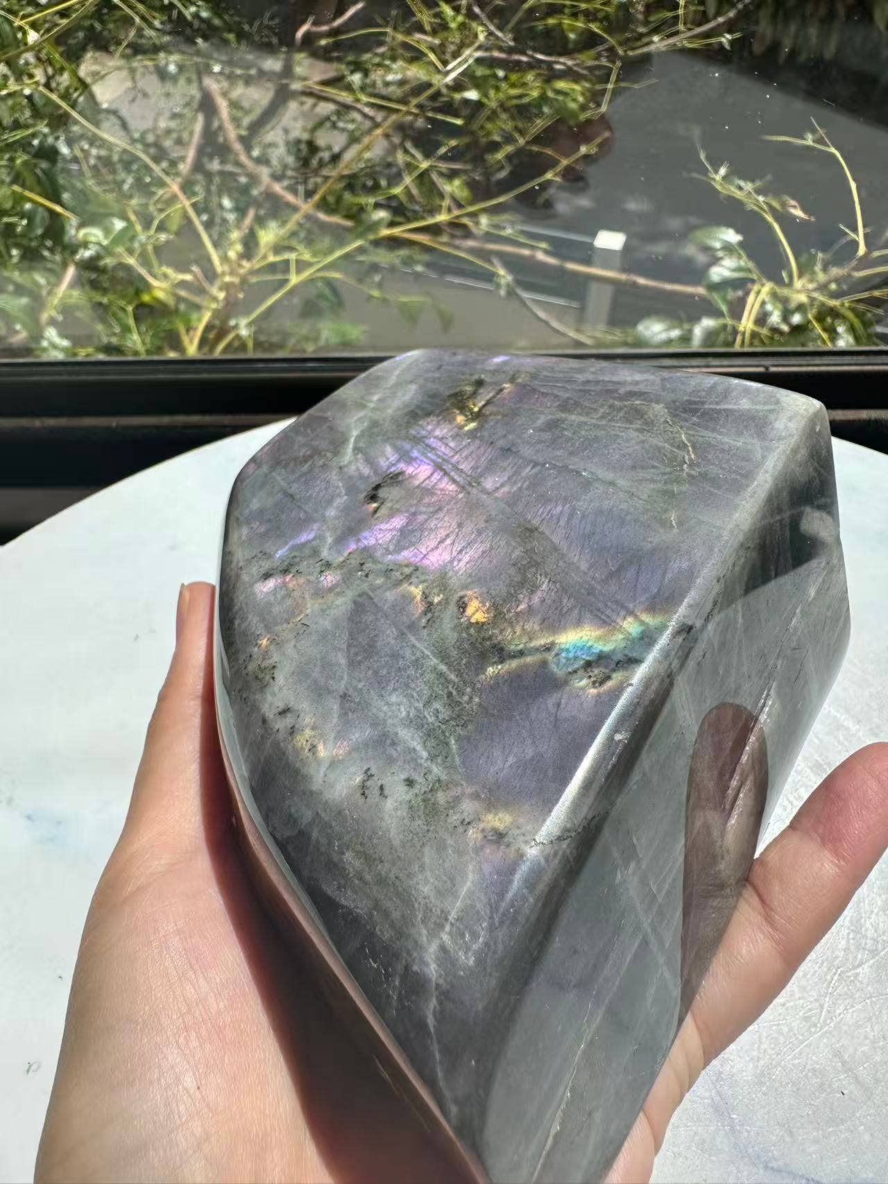 The Elusive Violet Flame: Rare Large Purple Labradorite Freeform #1