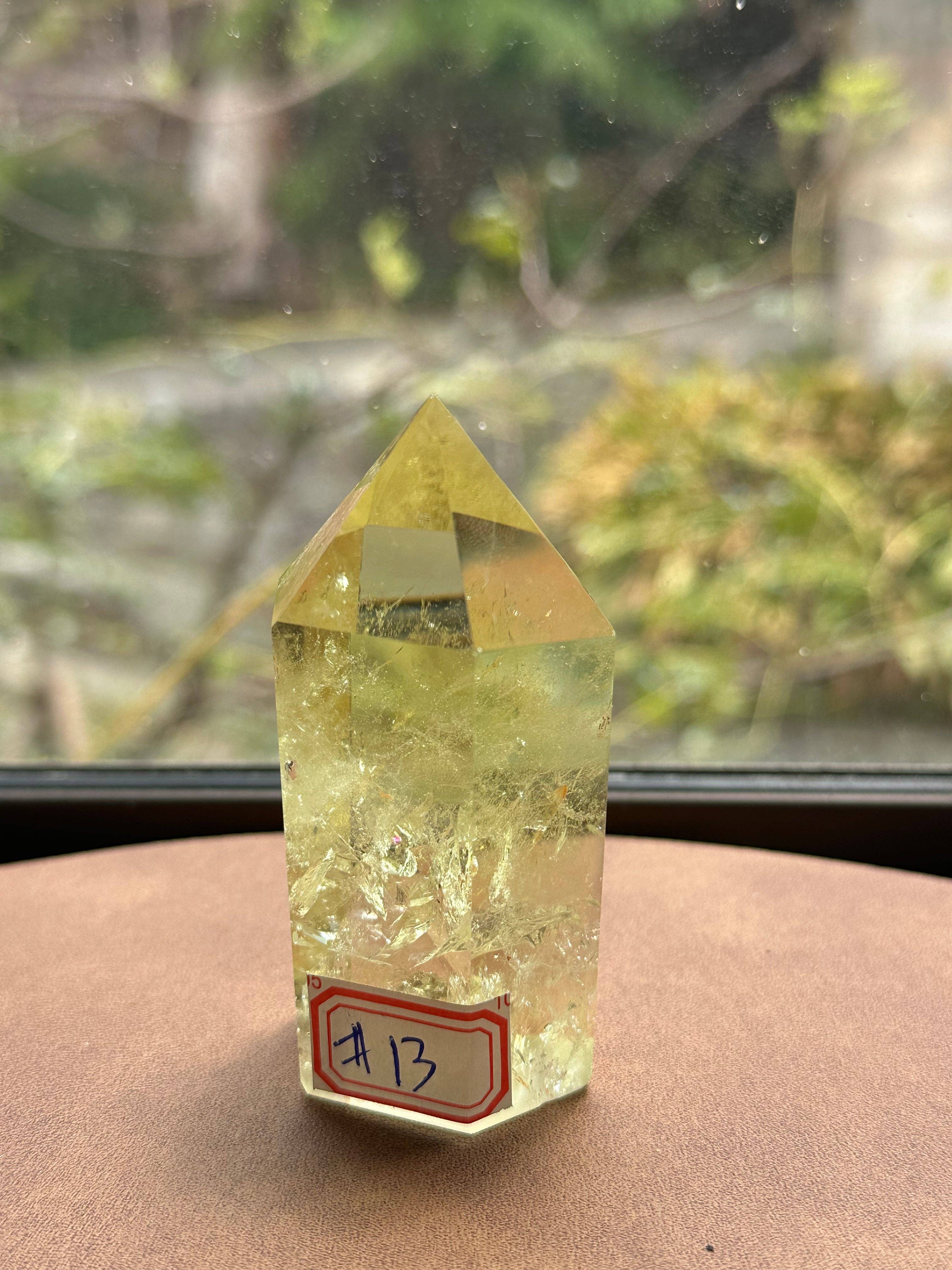 AAAA Premium Citrine Tower w Rainbow from Brazil - Vibration Citrine Point for Abundance - Brazilian Citrine Crystal #13