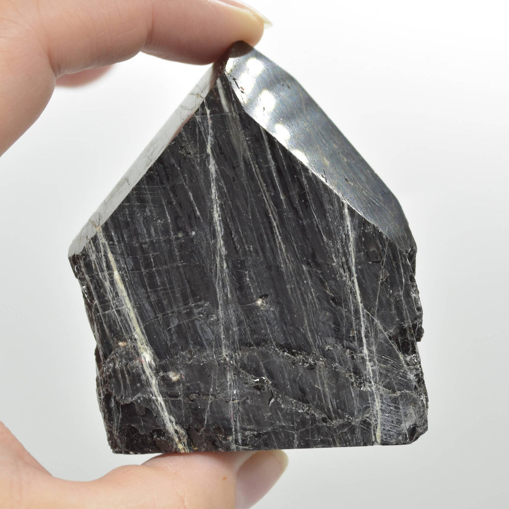 Polished Black Tourmaline Crystal Freeform Point - 192 G #09