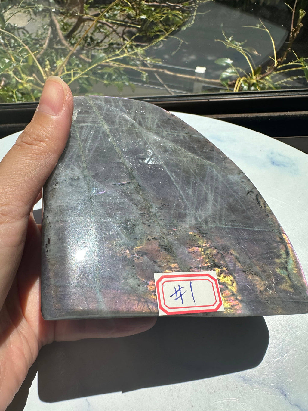 The Elusive Violet Flame: Rare Large Purple Labradorite Freeform #1