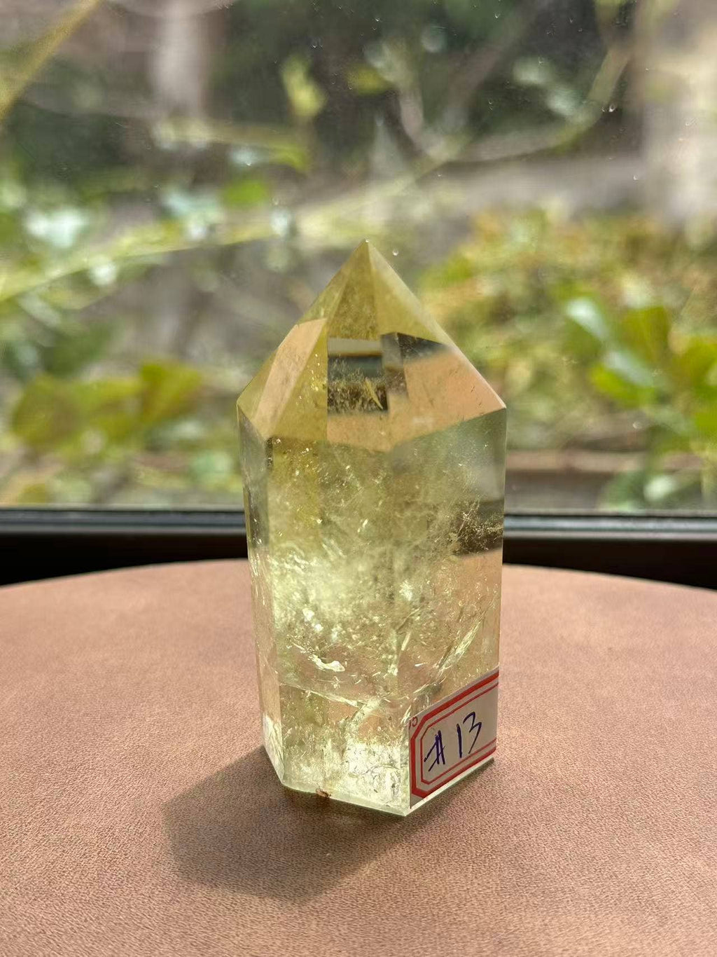 AAAA Premium Citrine Tower w Rainbow from Brazil - Vibration Citrine Point for Abundance - Brazilian Citrine Crystal #13