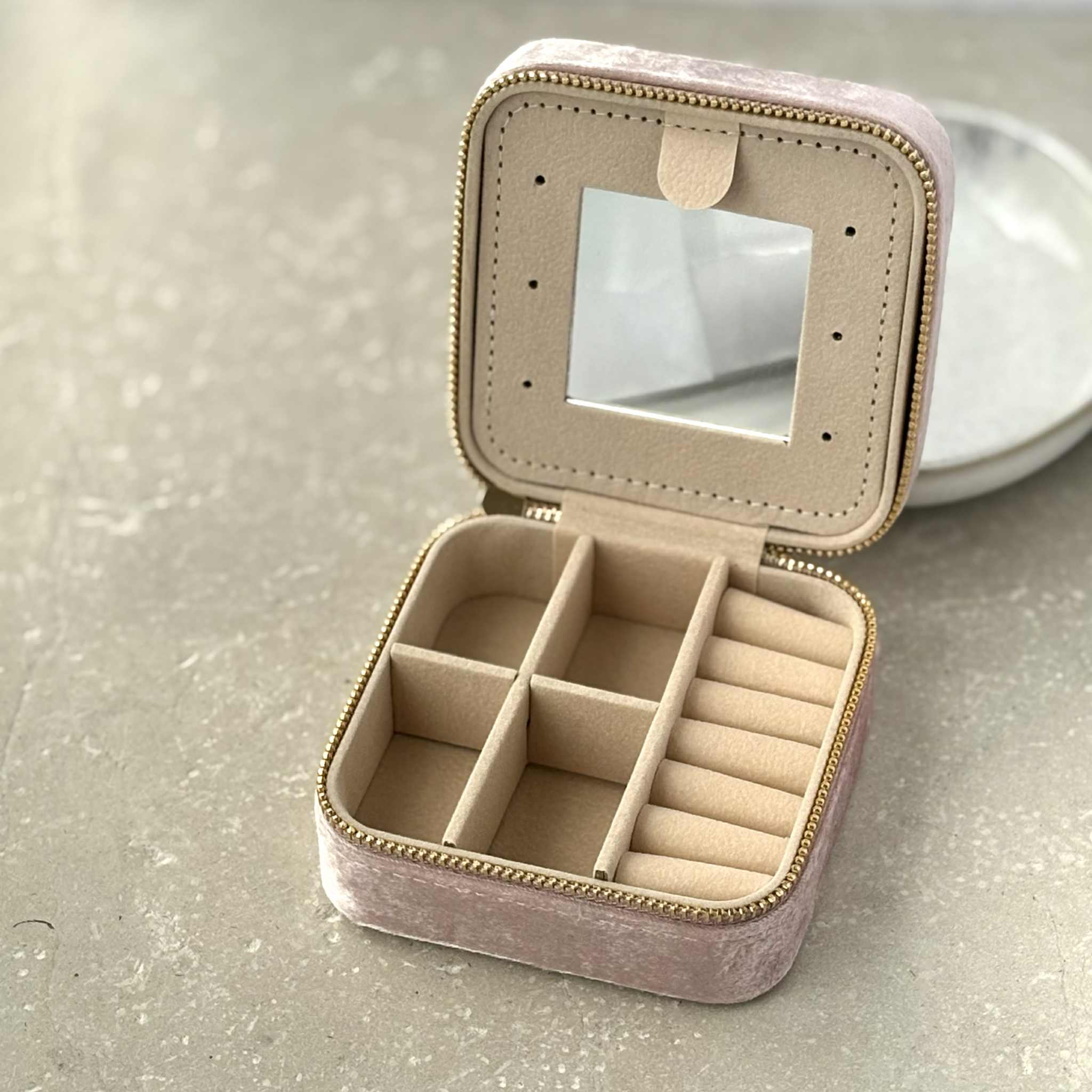 Square Jewellery Storage Box With Velvet Exterior