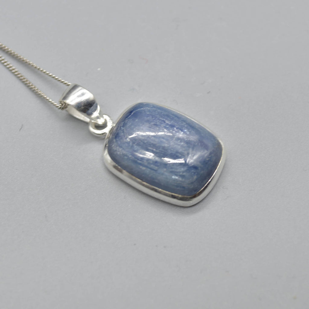 Blue Kyanite Rectangular Pendant in Sterling Silver