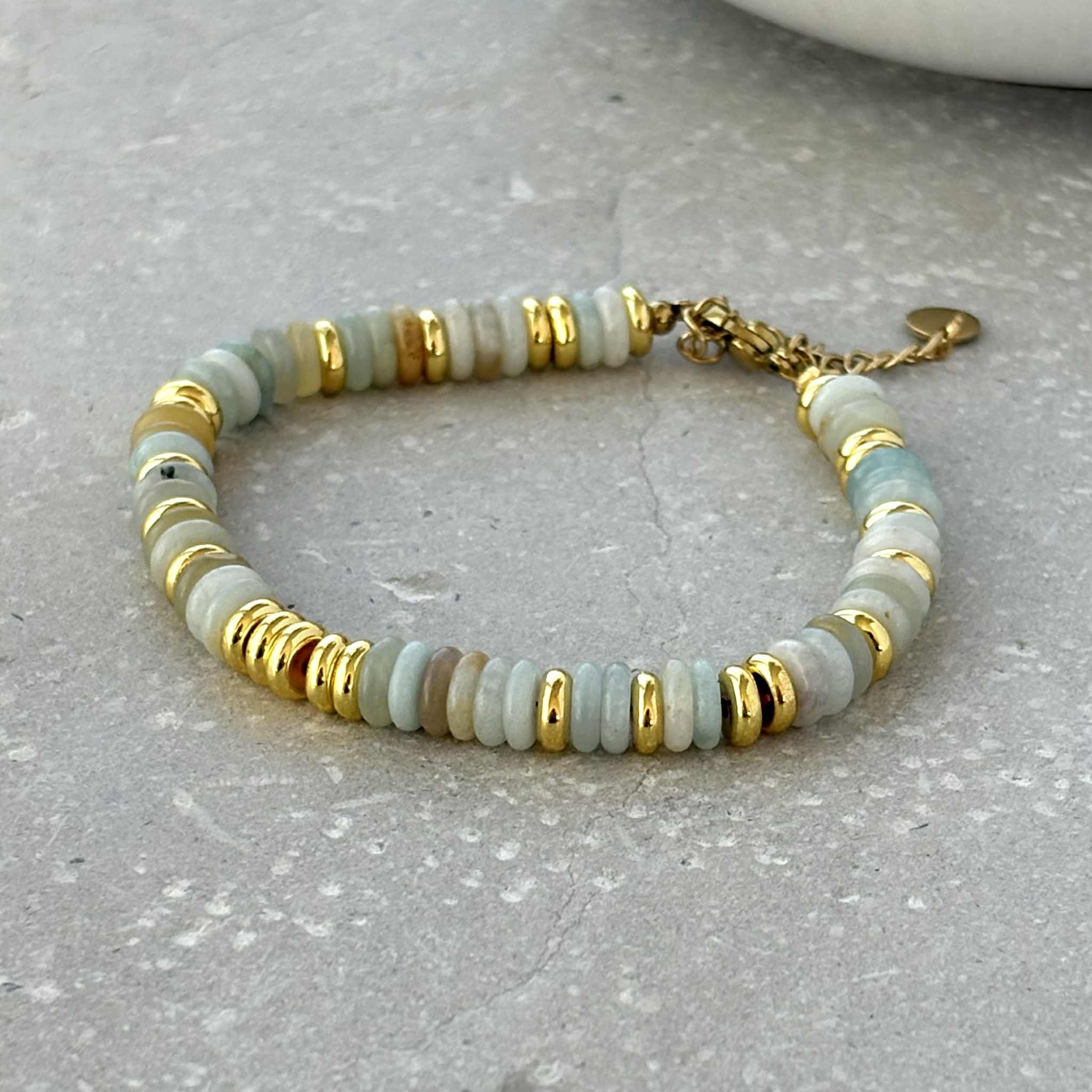 Tarnish Resistant Stone And Gold Beaded Bracelet