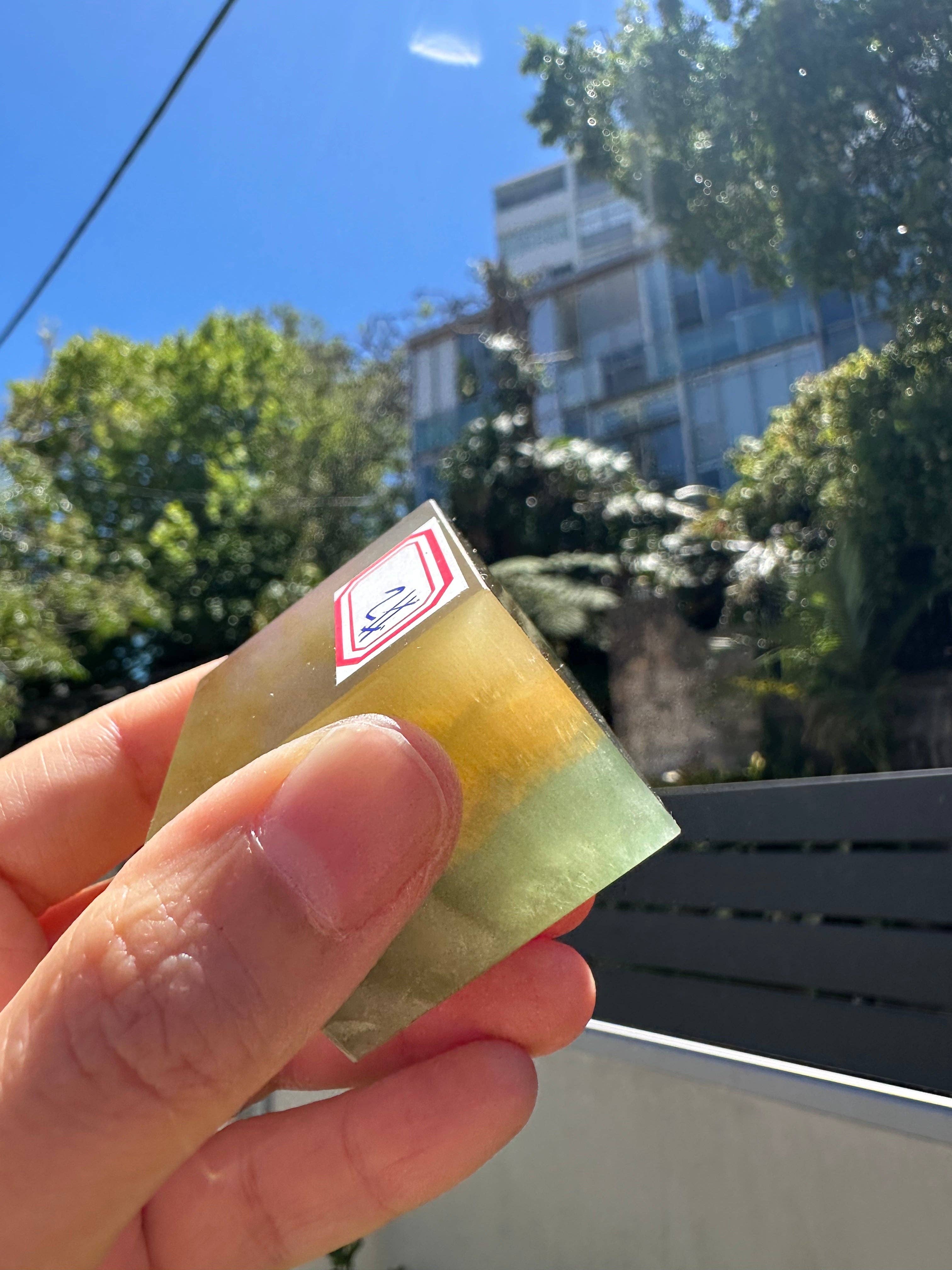 Geometric Rainbow Fluorite Cube | Focus & Clarity Desk Crystal