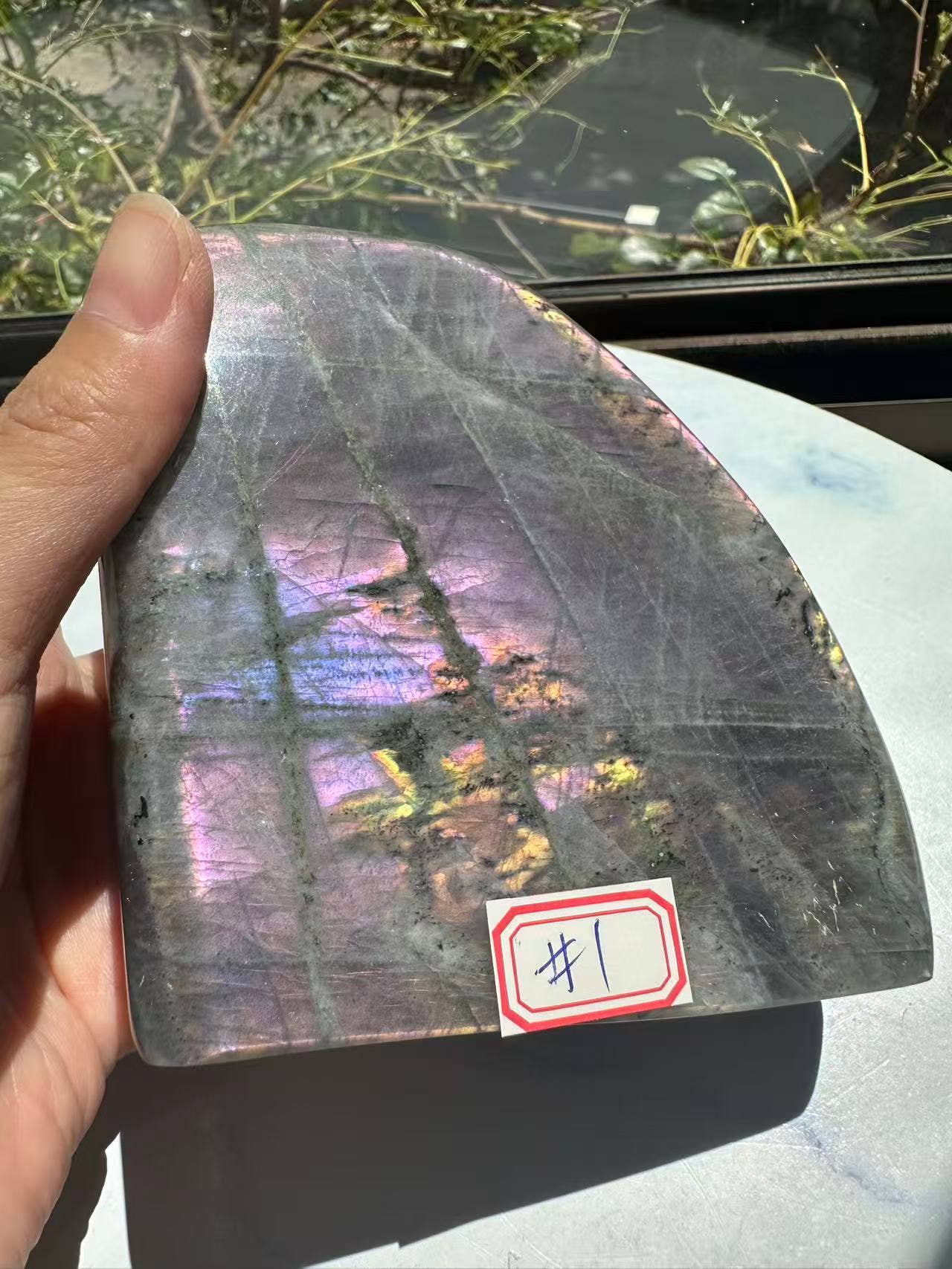 The Elusive Violet Flame: Rare Large Purple Labradorite Freeform #1