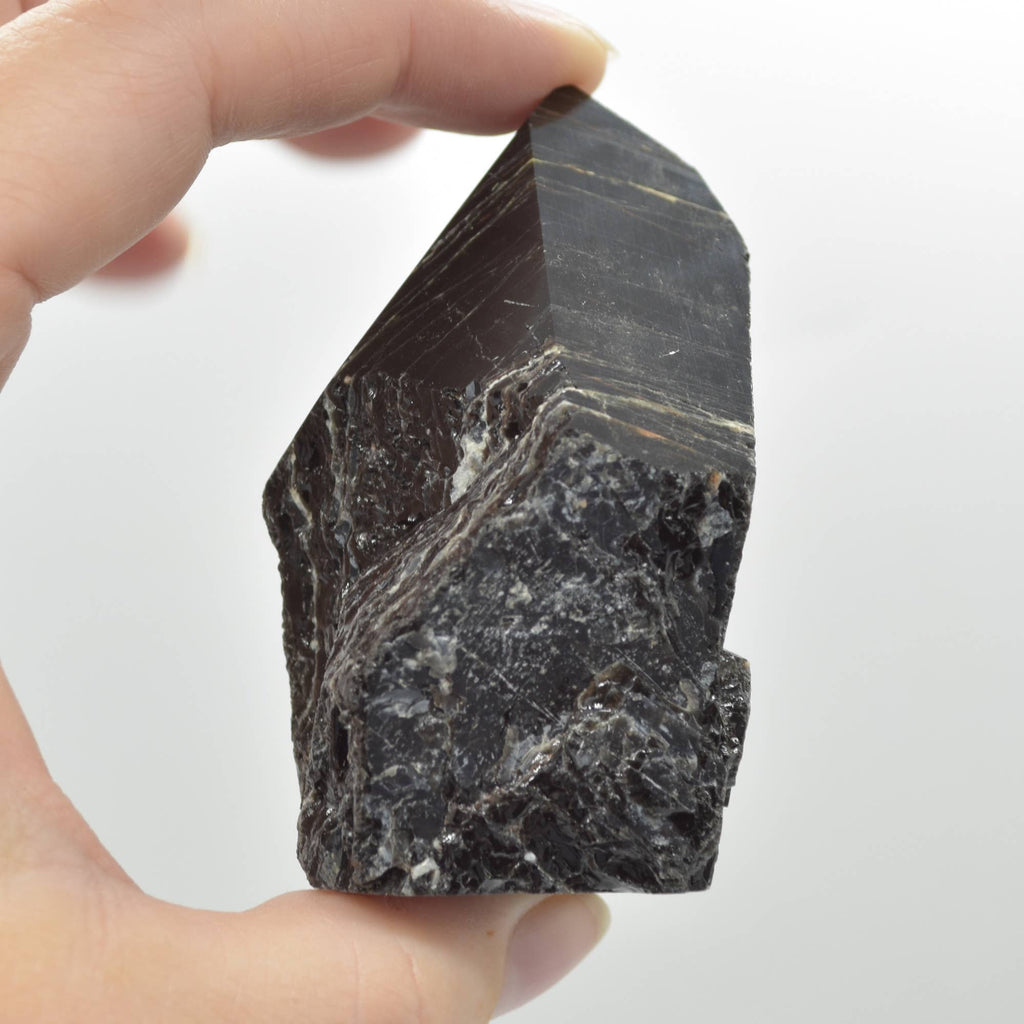 Polished Black Tourmaline Crystal Freeform Point - 192 G #09