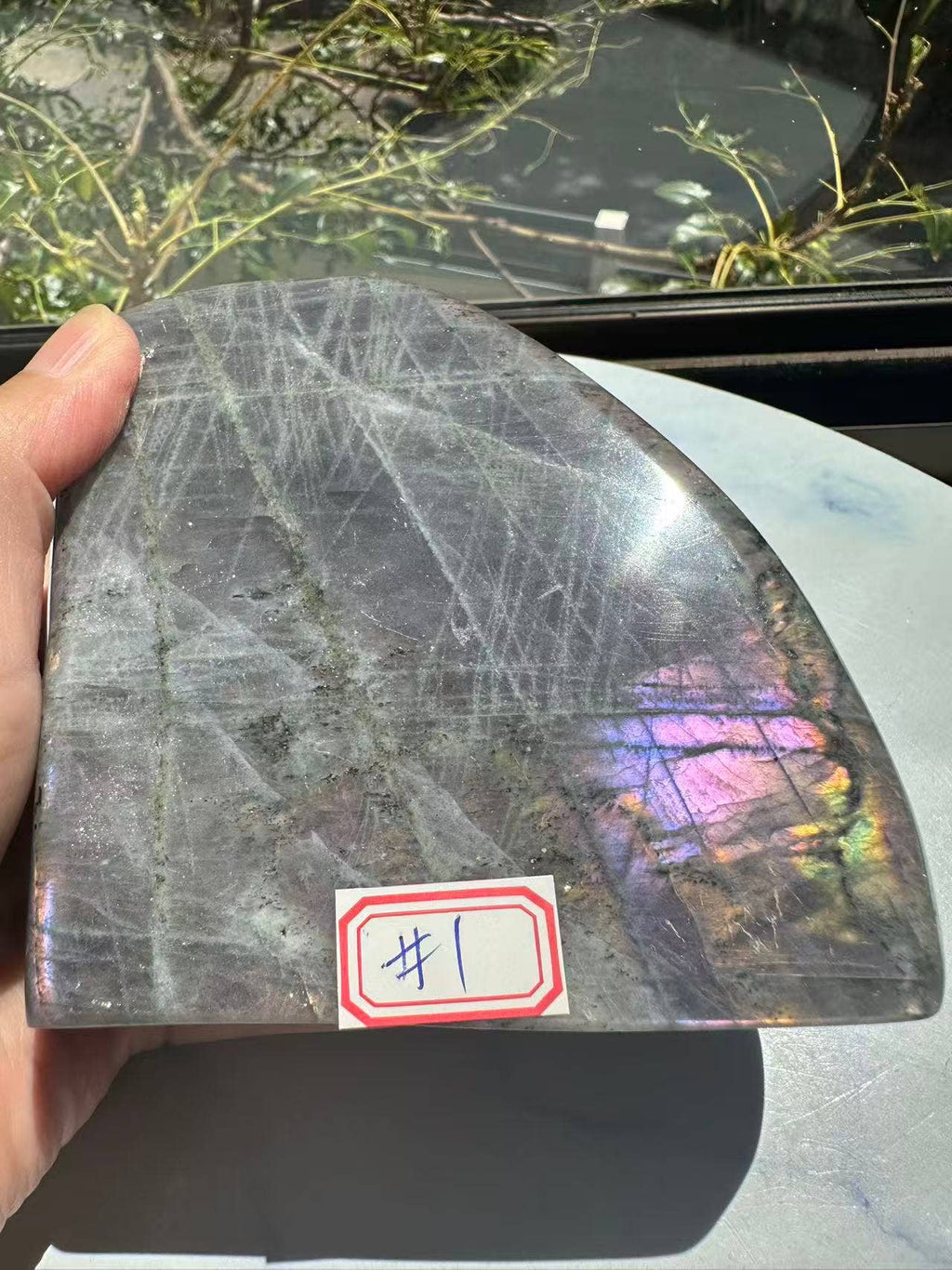 The Elusive Violet Flame: Rare Large Purple Labradorite Freeform #1