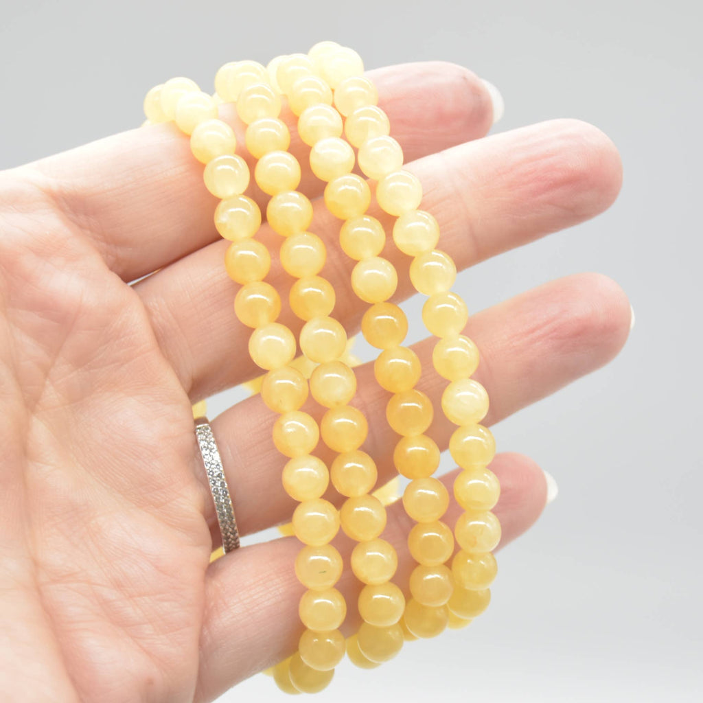Natural Aragonite Gemstone Round Beads Bracelet