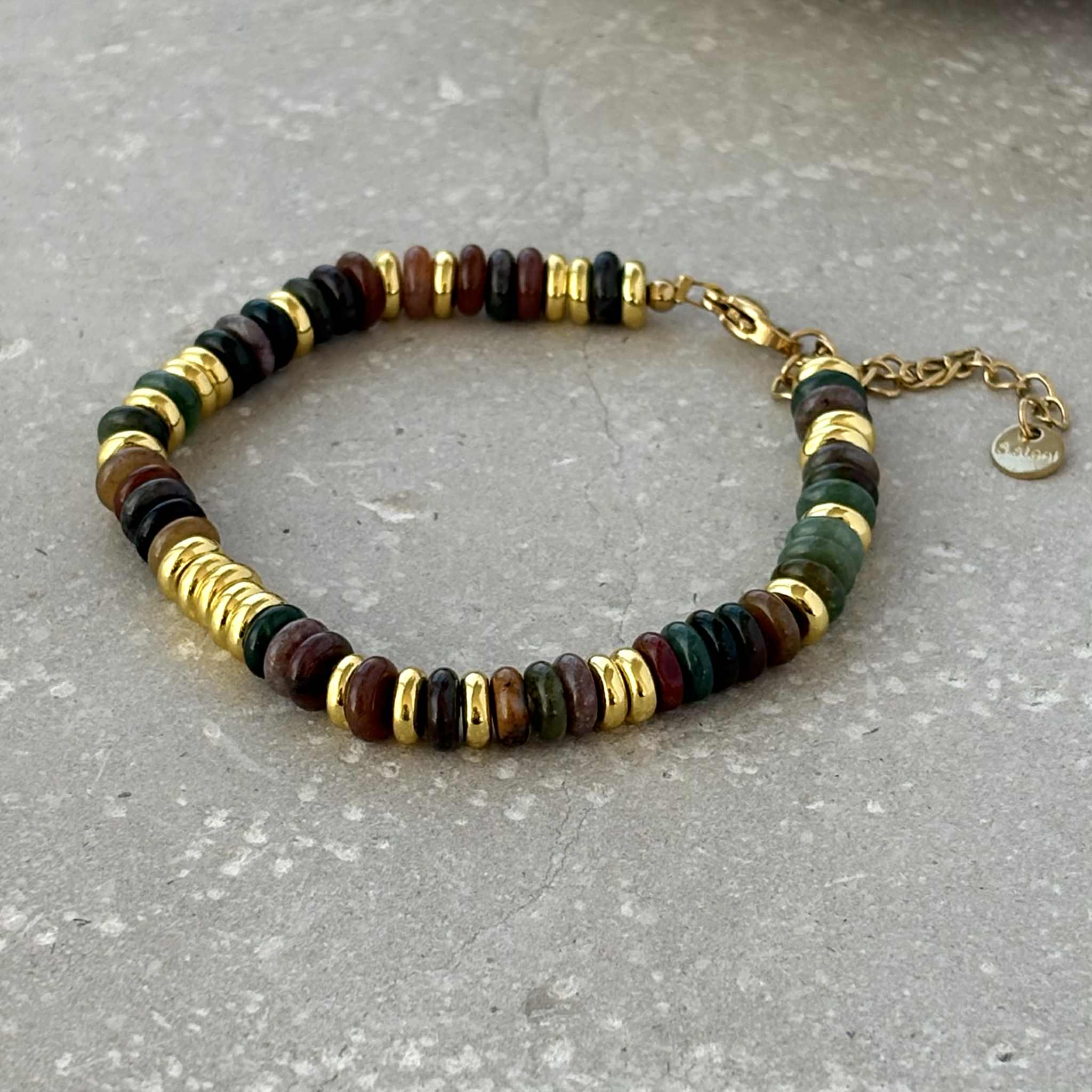 Tarnish Resistant Stone And Gold Beaded Bracelet