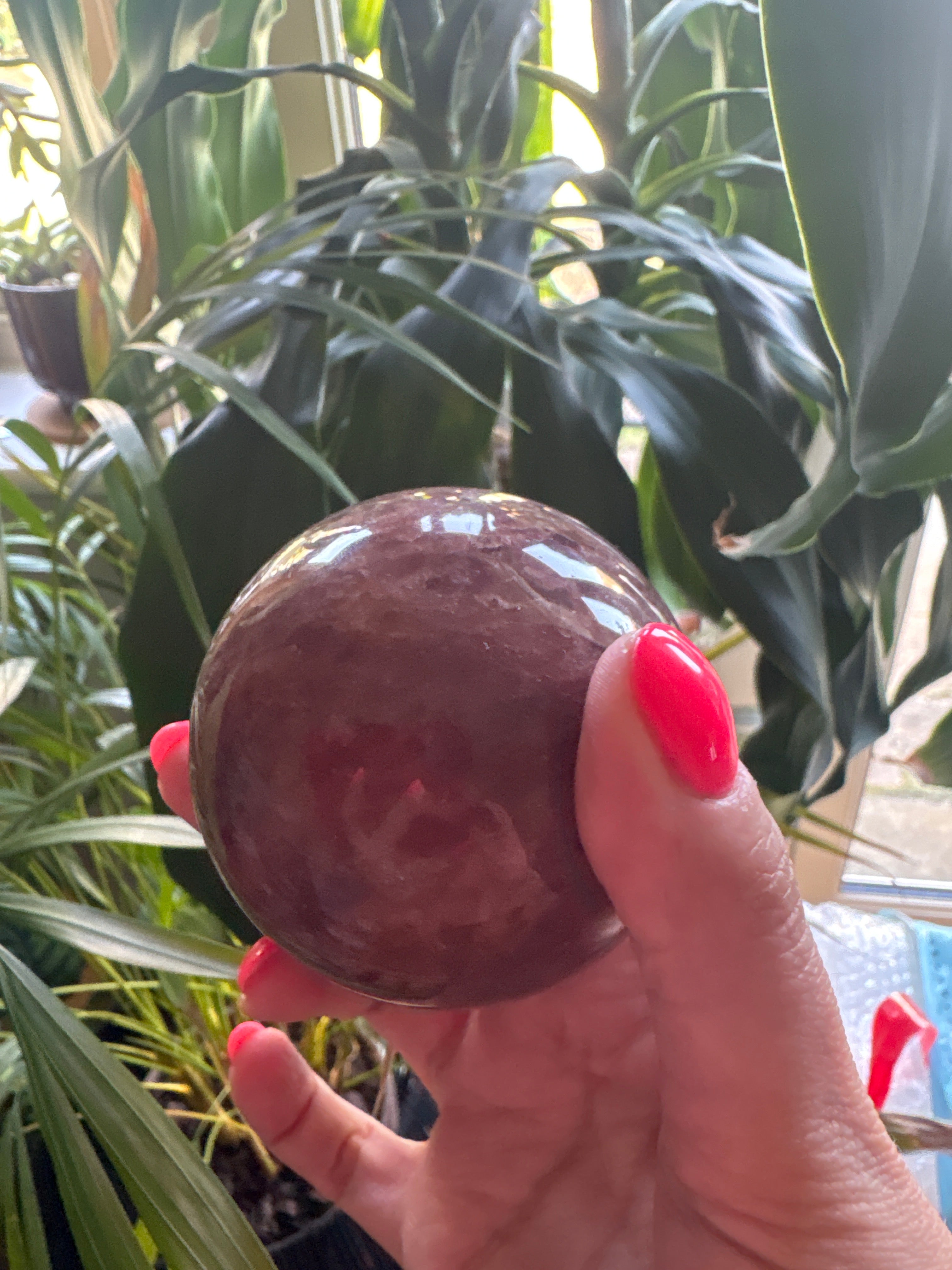 Strawberry quartz spheres