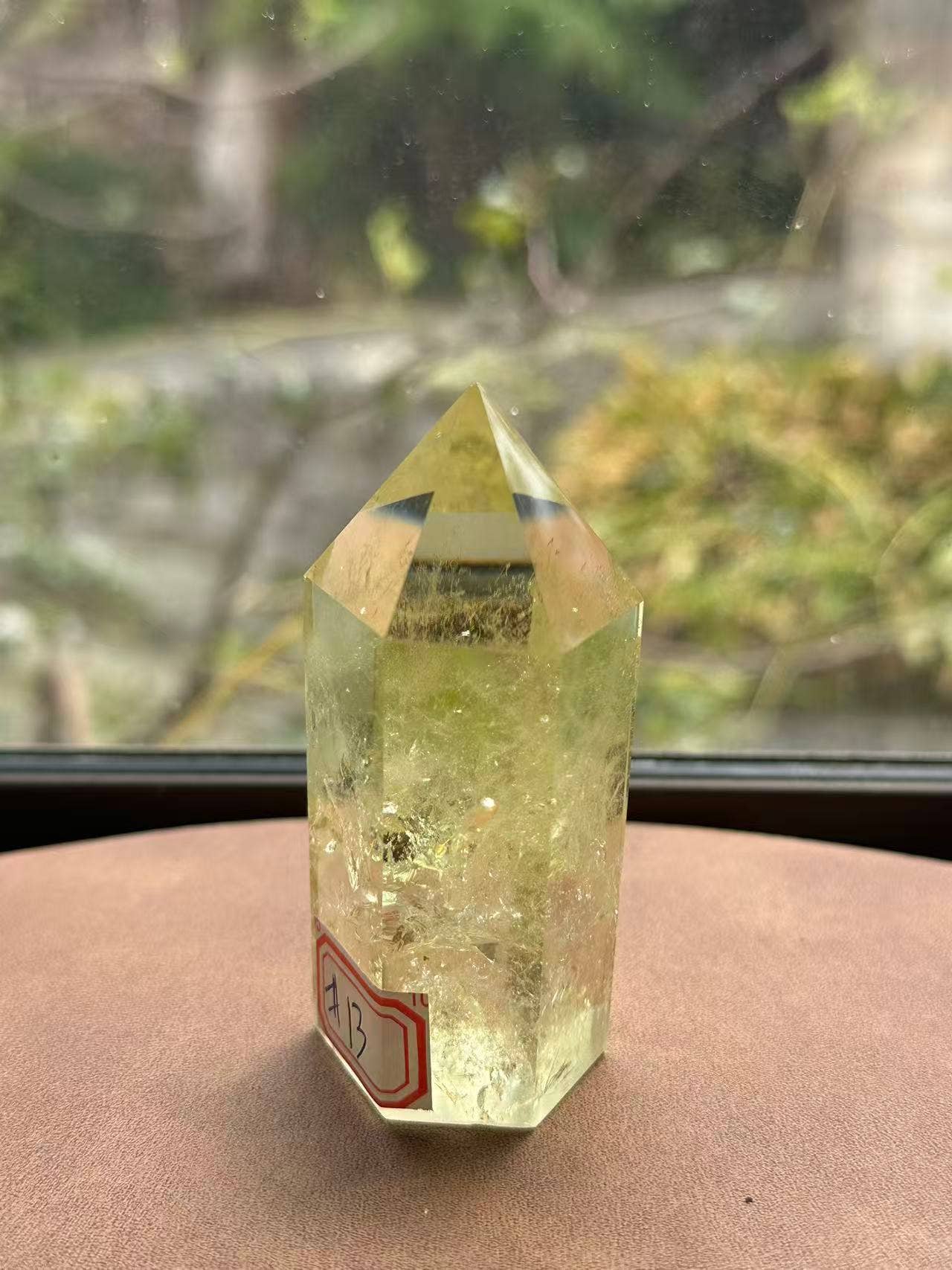 AAAA Premium Citrine Tower w Rainbow from Brazil - Vibration Citrine Point for Abundance - Brazilian Citrine Crystal #13