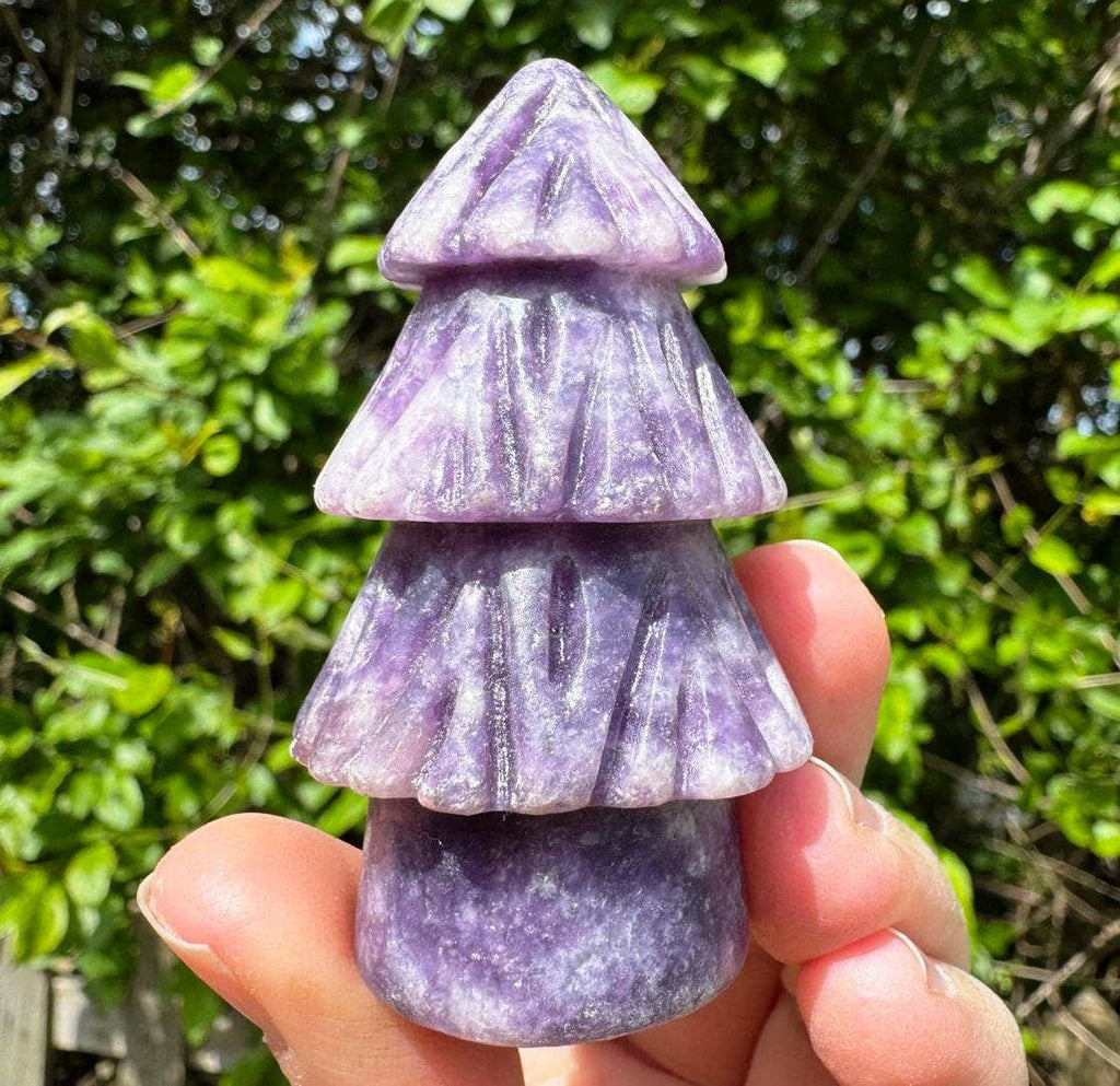 Purple tree carved fairy stone crystal carving forest gift