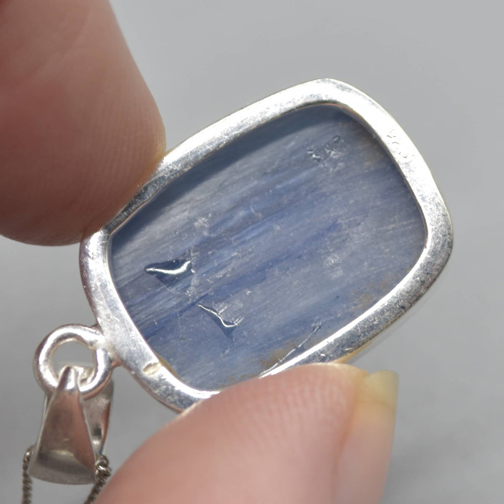 Blue Kyanite Rectangular Pendant in Sterling Silver