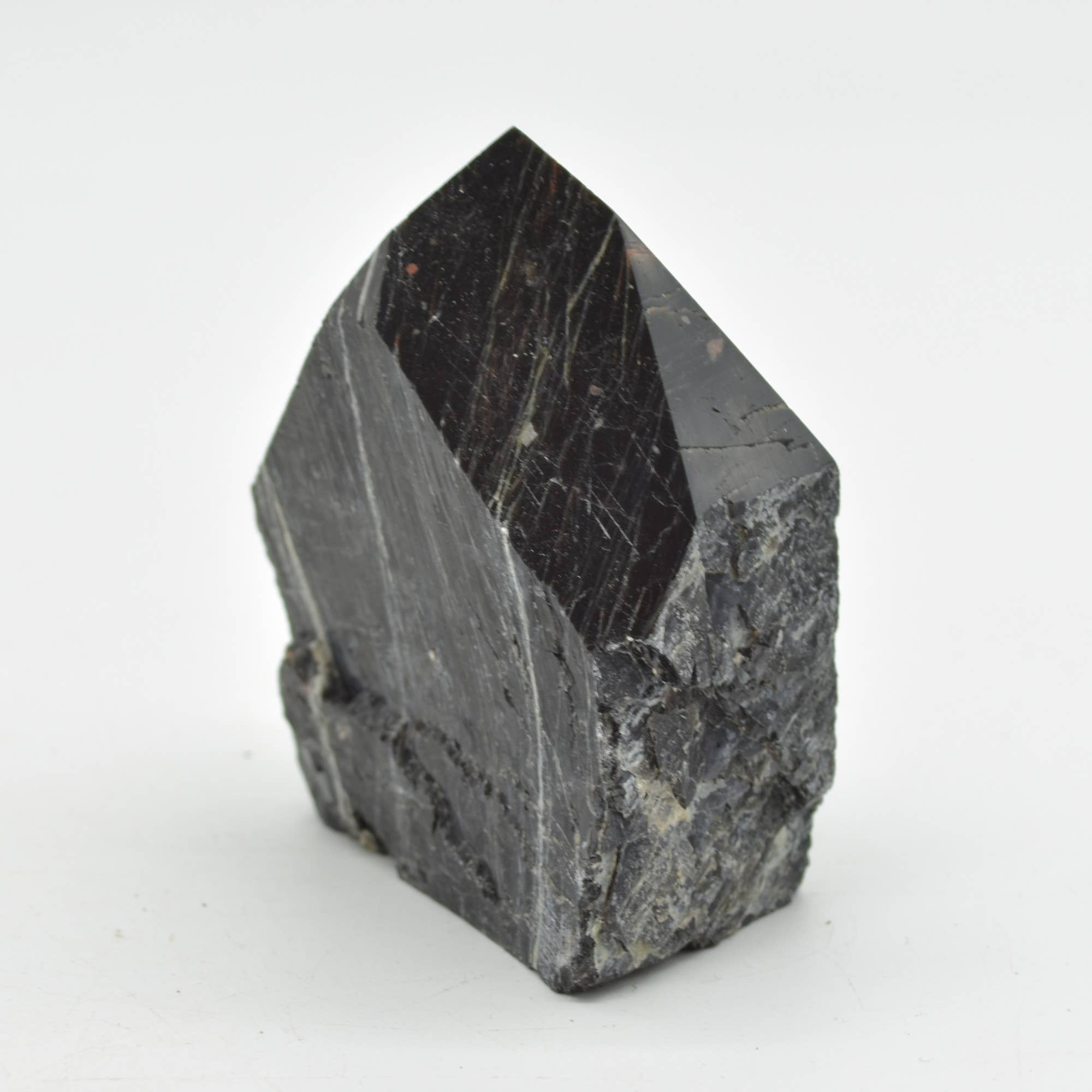 Polished Black Tourmaline Crystal Freeform Point - 192 G #09