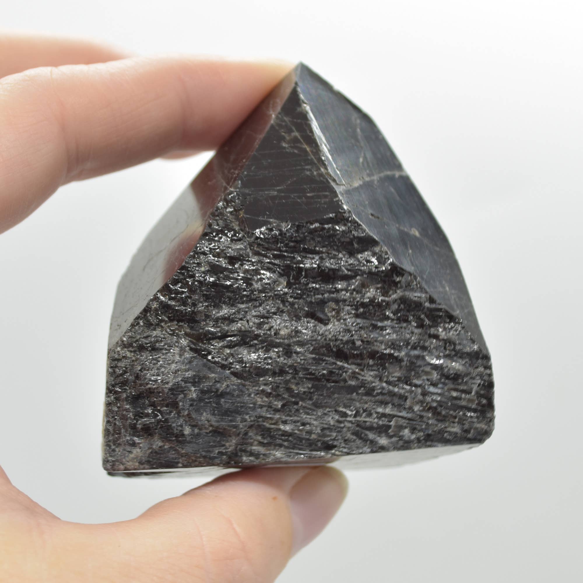 Polished Black Tourmaline Crystal Freeform Point - 182 G #13